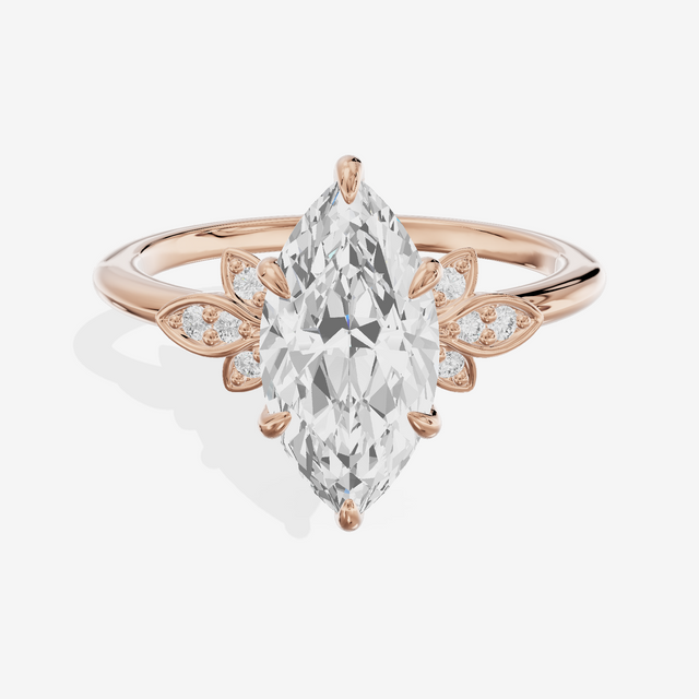 Trellise Marquise Engagement Ring with Side Stones (1/20 ct. tw.) in 14K Rose Gold