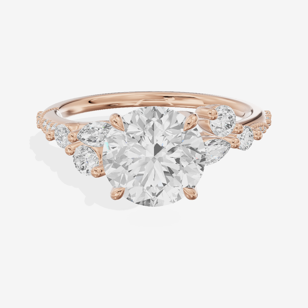 Luxe Halcyon Round Milgrain Engagement Ring (1/3 ct. tw.) in 18K Rose Gold