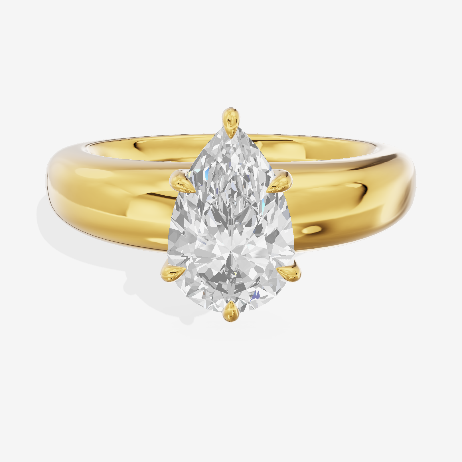 Whispered Adorae 5mm Pear Solitaire Engagement Ring in 14K Yellow Gold