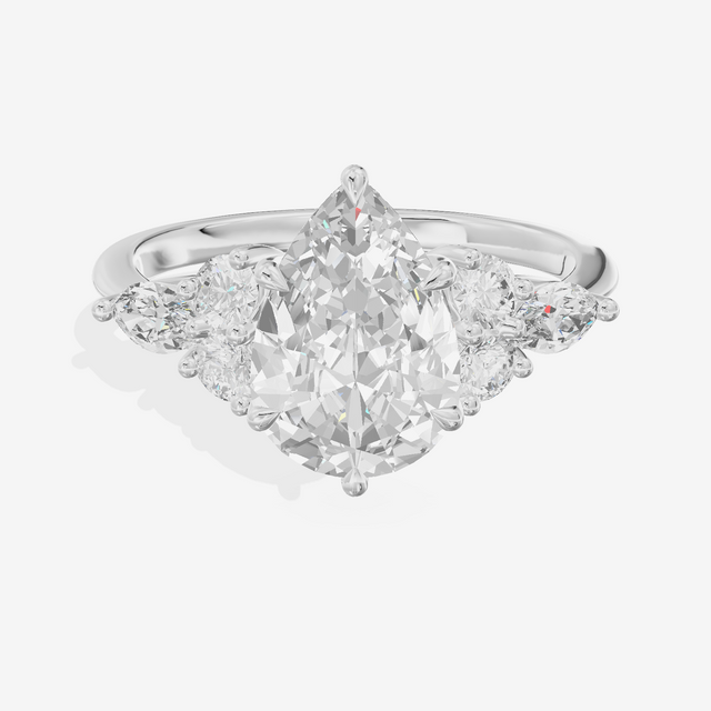 Luxe Vowsae Pear Engagement Ring with Side Stones (2/5 ct. tw.) in 14K White Gold
