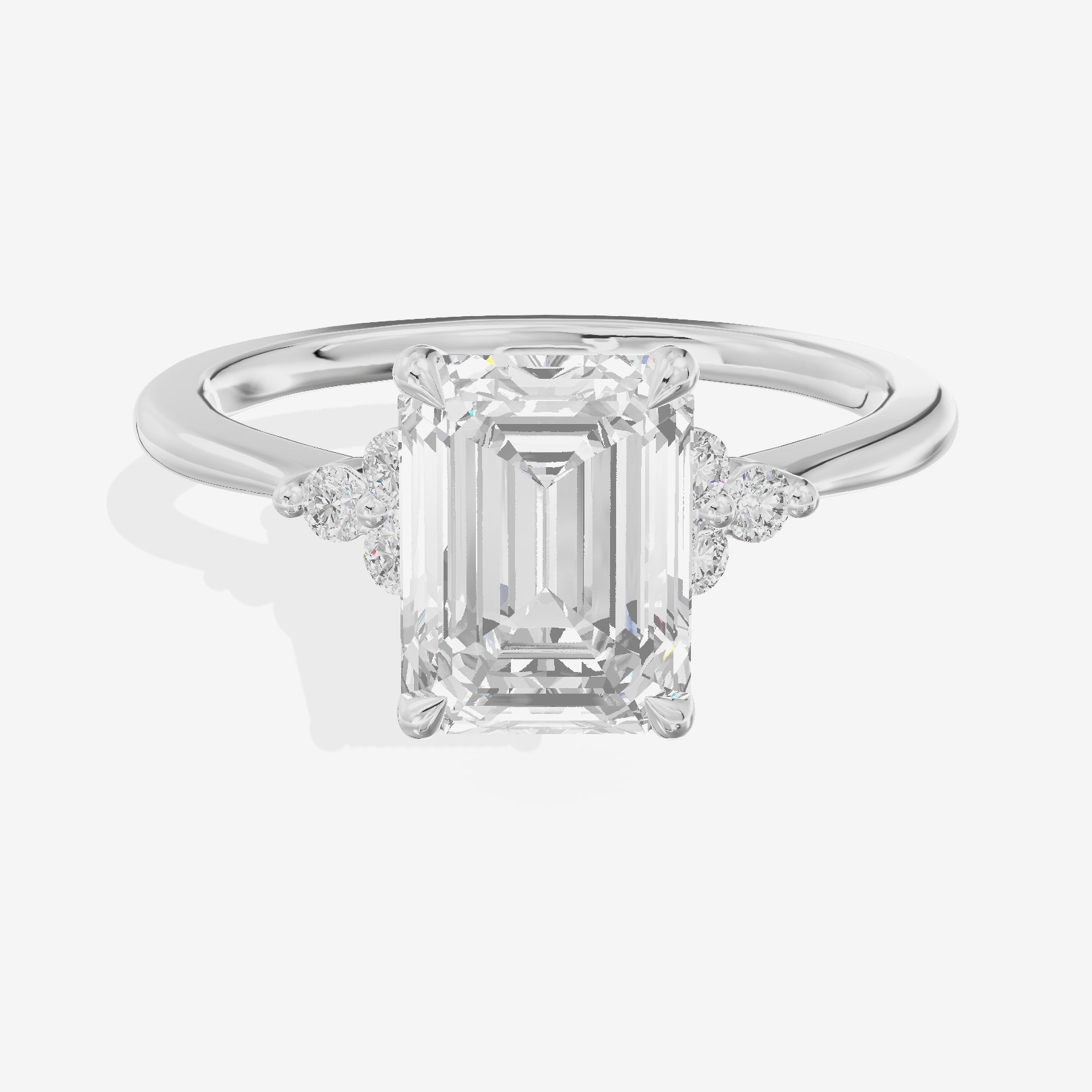 Petite Whisper Emerald Engagement Ring with Side Stones (1/10 ct. tw.) in 18K White Gold