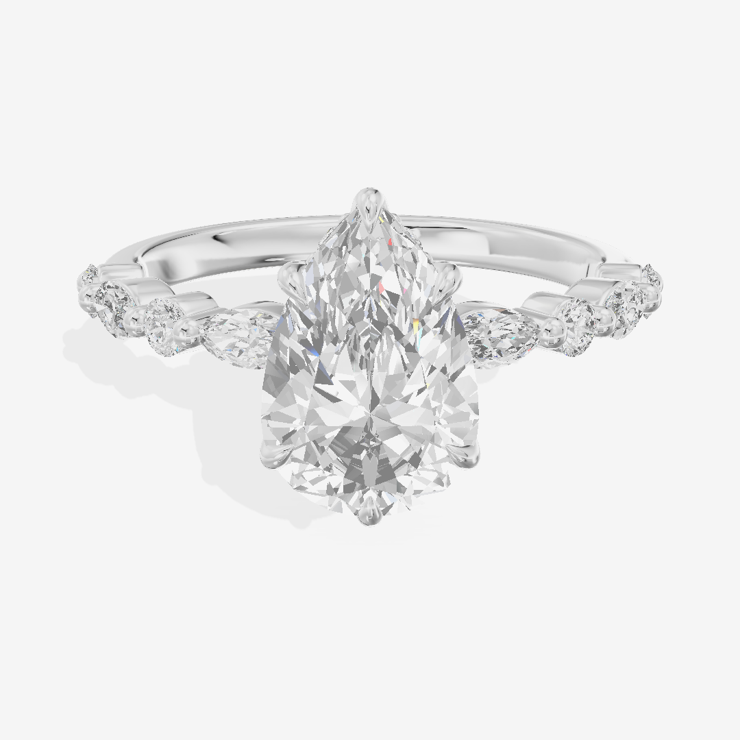 Luxe Adorae Pear Hidden Halo Engagement Ring (2/5 ct. tw.) in 18K White Gold
