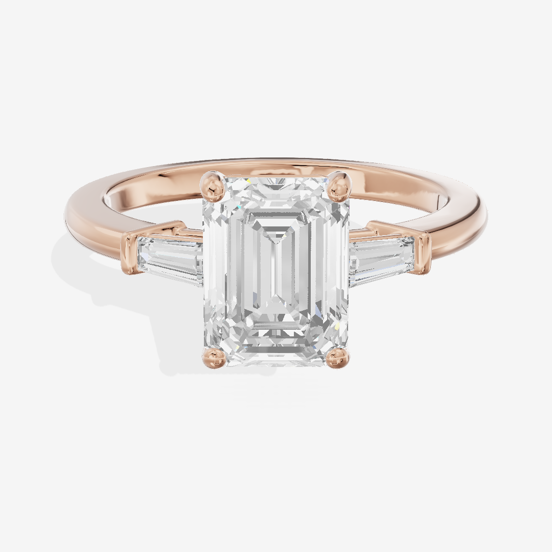 Eternal Coeurine Three Stone Emerald Engagement Ring (1/5 ct. tw.) in 14K Rose Gold