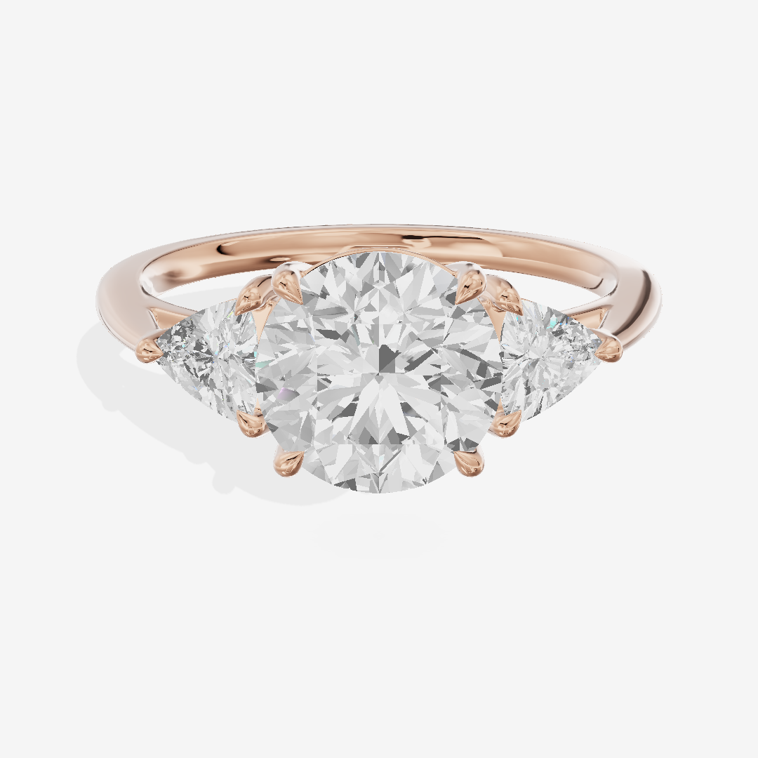 Aimora Three Stone Round Engagement Ring (1/6 ct. tw.) in 14K Rose Gold