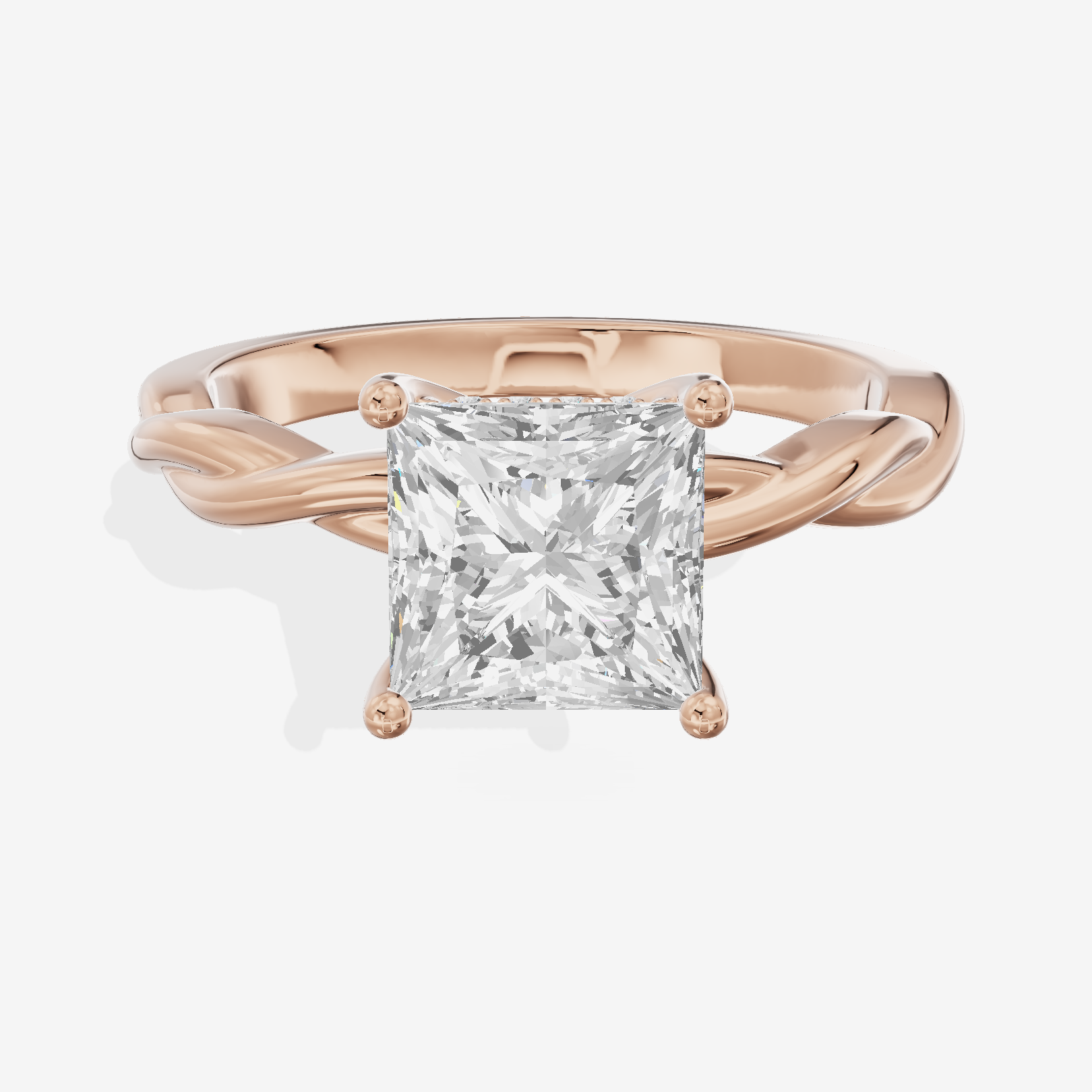 Twine Hidden Halo Princess Engagement Ring (1/20 ct. tw.) in 14K Rose Gold