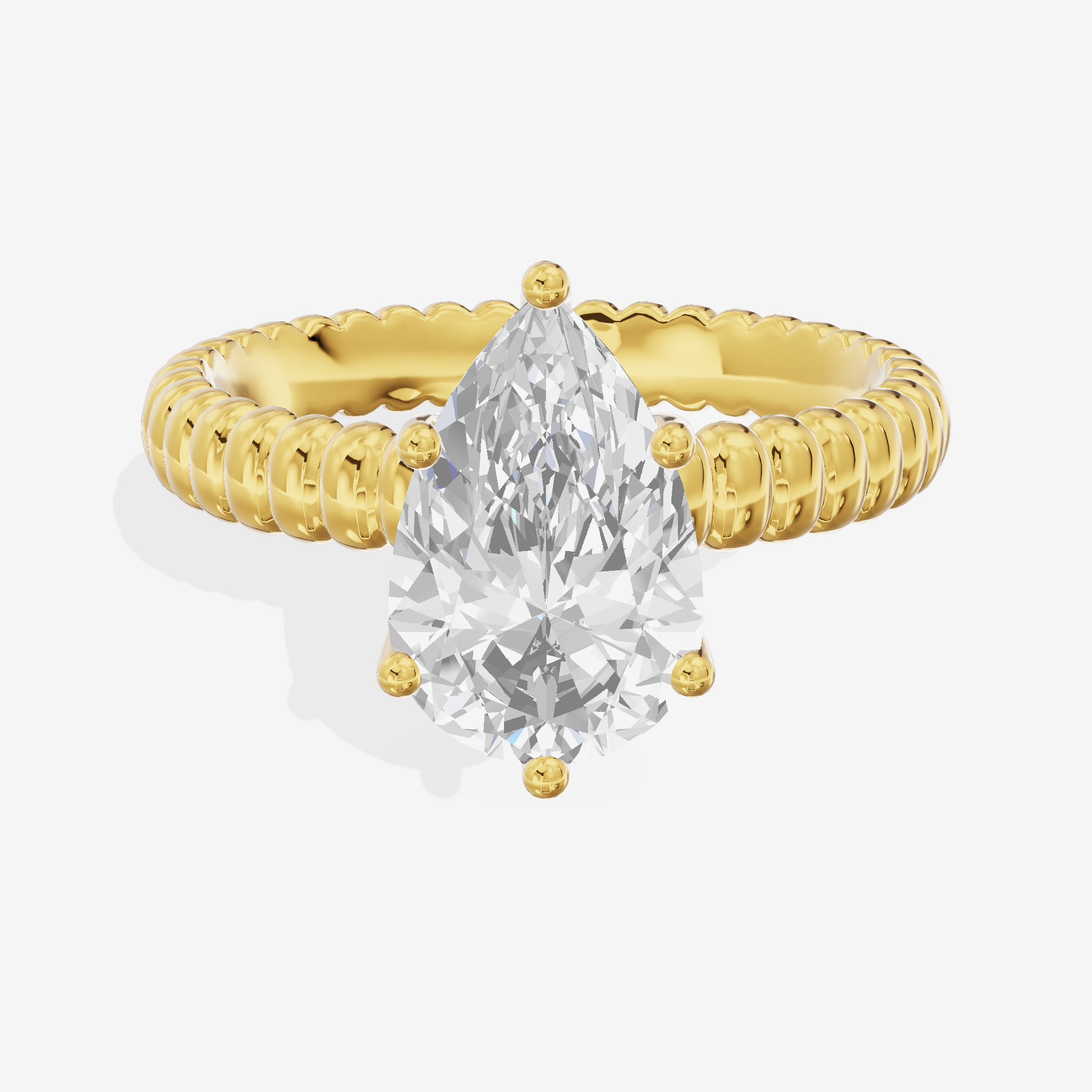 Lustrous Aimora 3mm Pear Solitaire Engagement Ring in 18K Yellow Gold