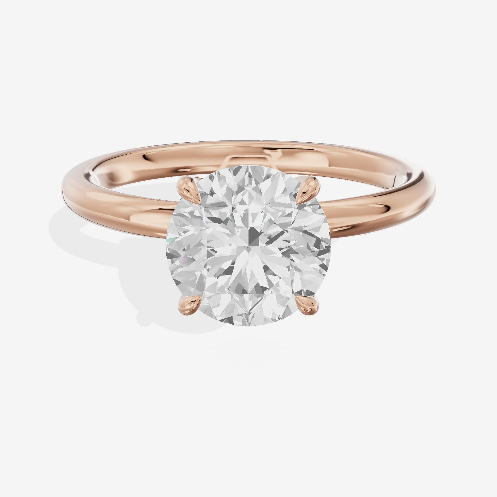 Adorae Solitaire 2mm Round Engagement Ring in 18K Rose Gold