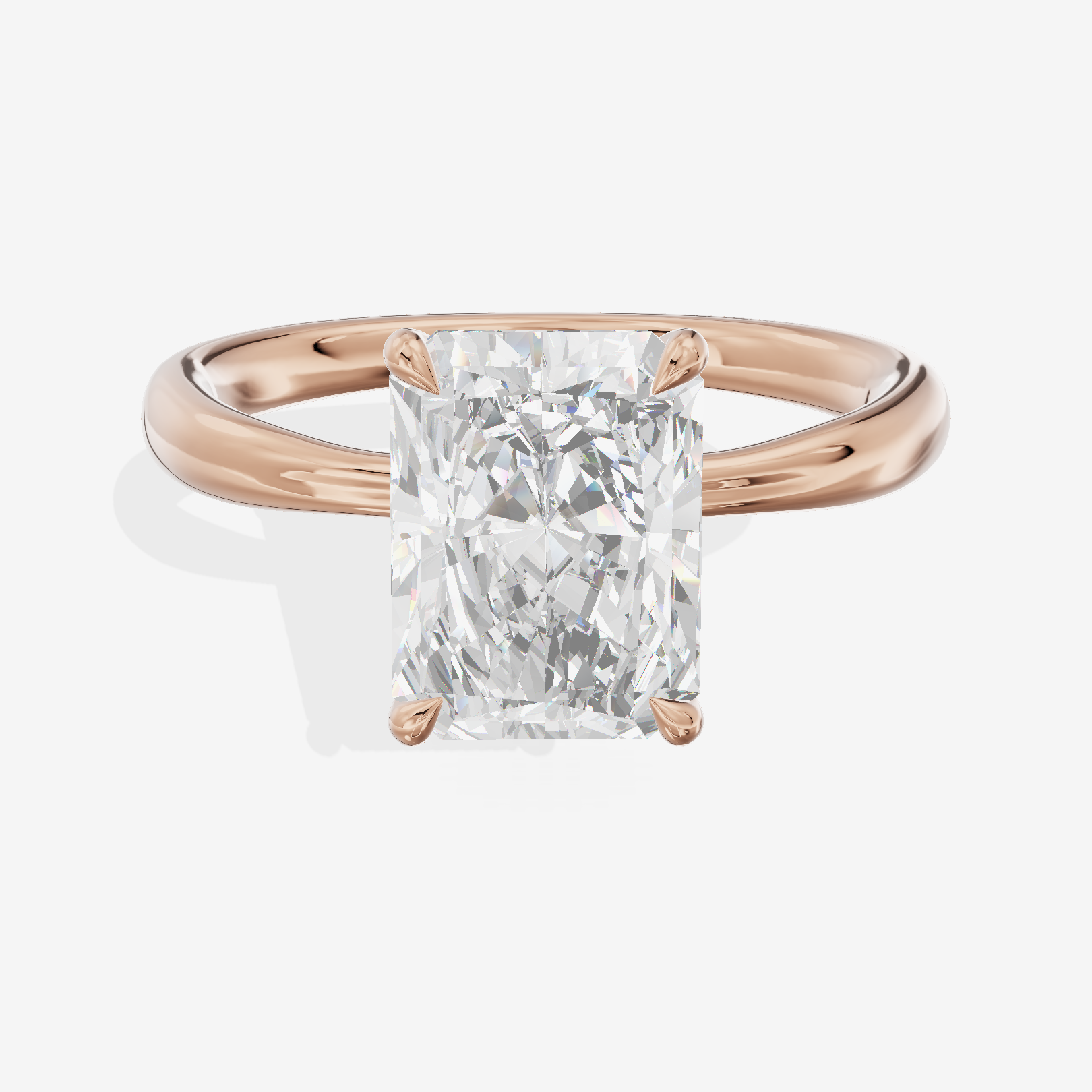 Classic Aimora 2.7mm Radiant Solitaire Engagement Ring in 14K Rose Gold