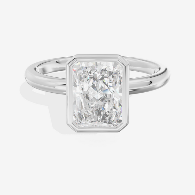 Tensare Bezel 2mm Radiant Solitaire Engagement Ring in Platinum