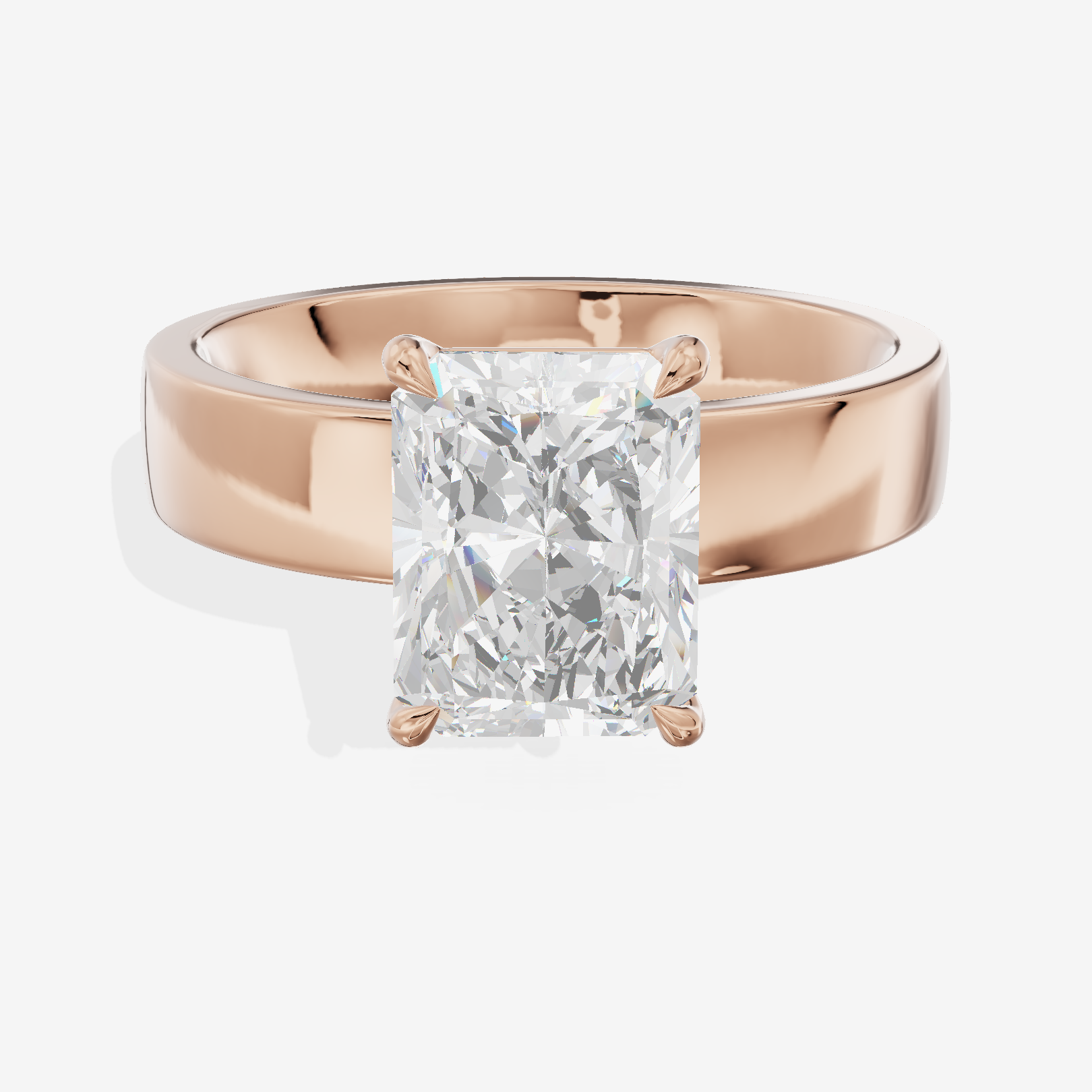 Hallowed Coeurine 4mm Radiant Solitaire Engagement Ring in 18K Rose Gold