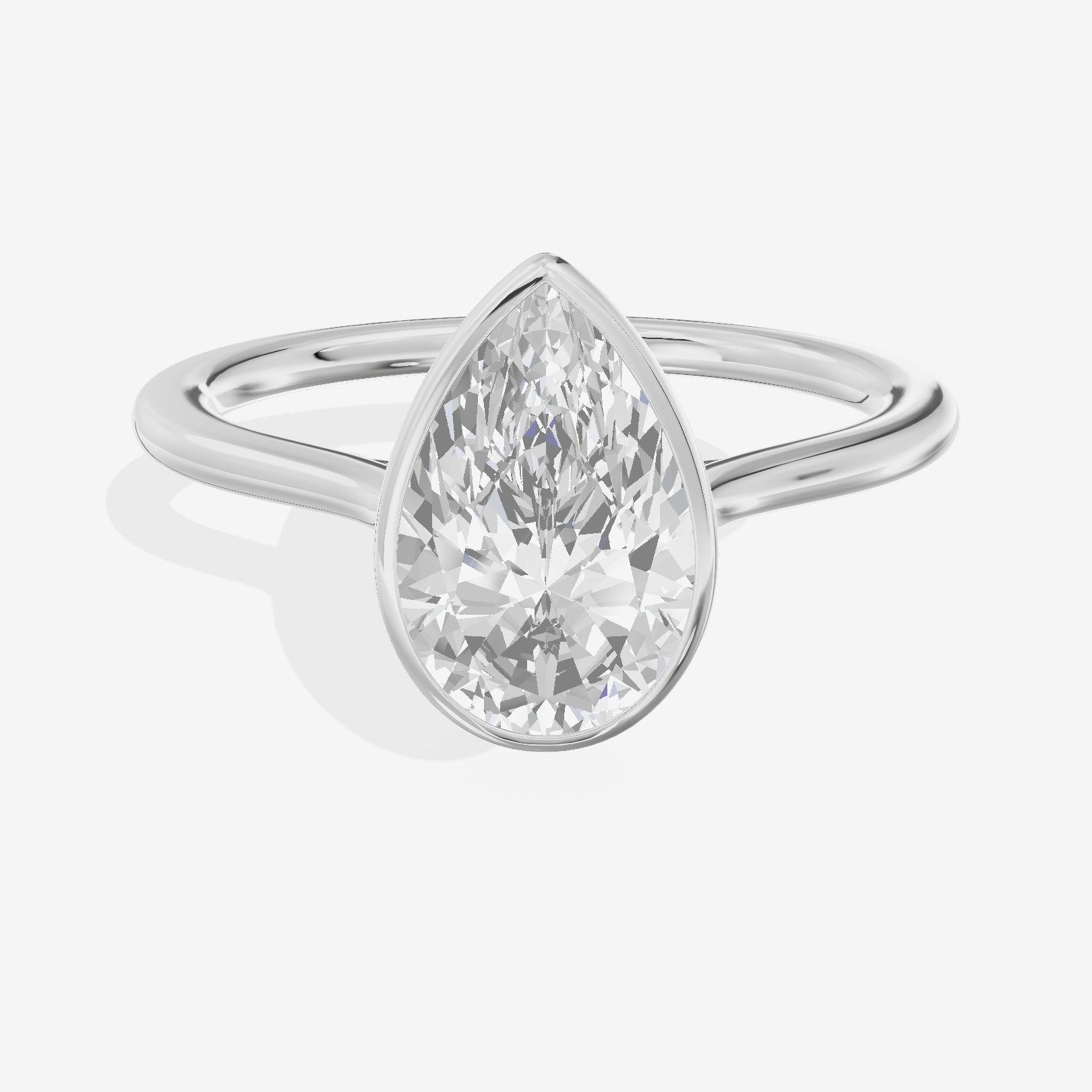 Petite Vowsae 1.5mm Pear Bezel Engagement Ring in 14K White Gold