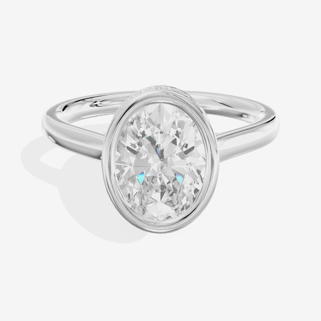 Sincere Hidden Halo Oval Engagement Ring (1/6 ct. tw.) in 14K White Gold