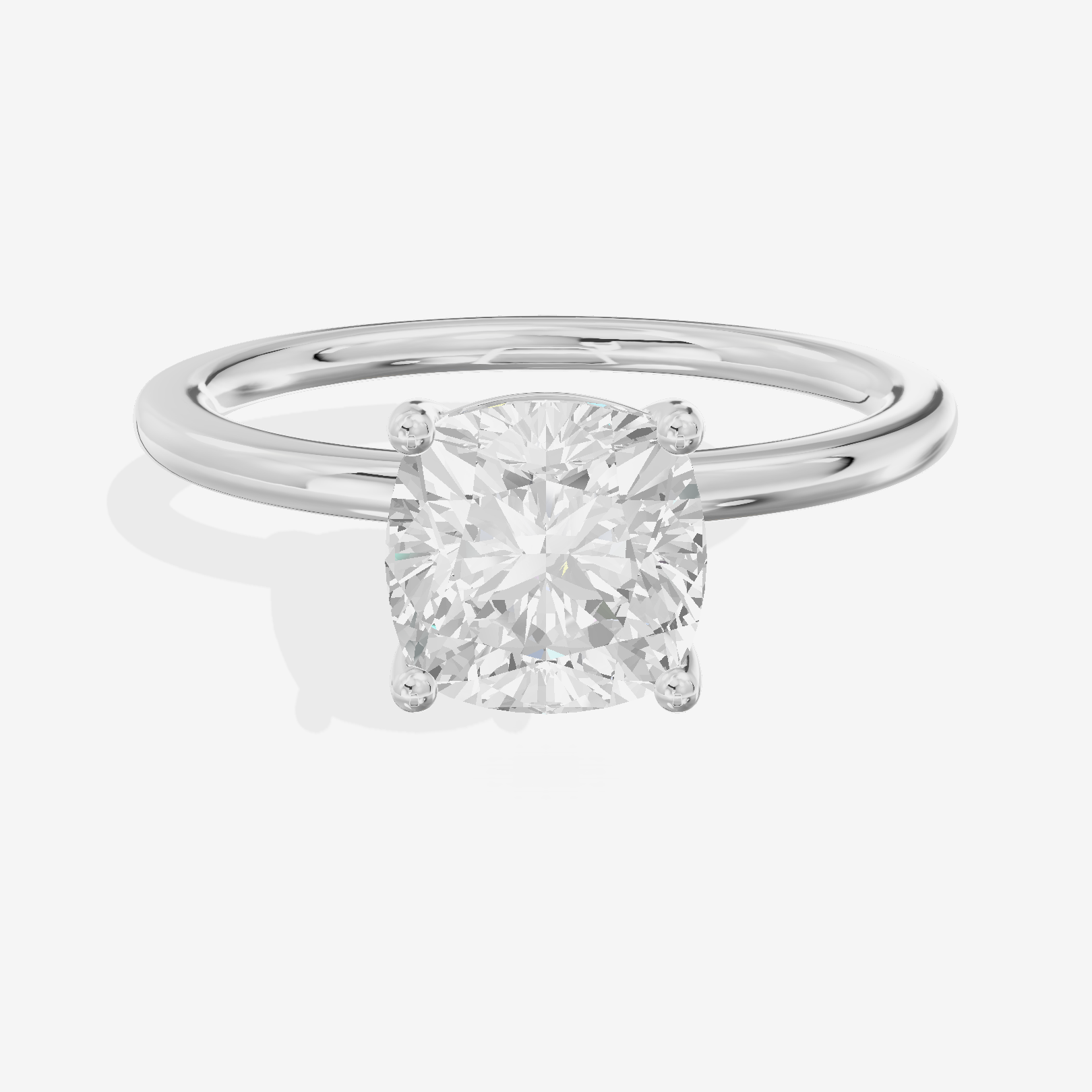 Selenia Solitaire 1.5mm Cushion Engagement Ring in 18K White Gold