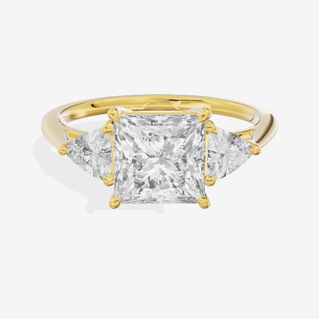 Luxe Coeurine Three Stone Princess Engagement Ring (1/2 ct. tw.) in 18K Yellow Gold