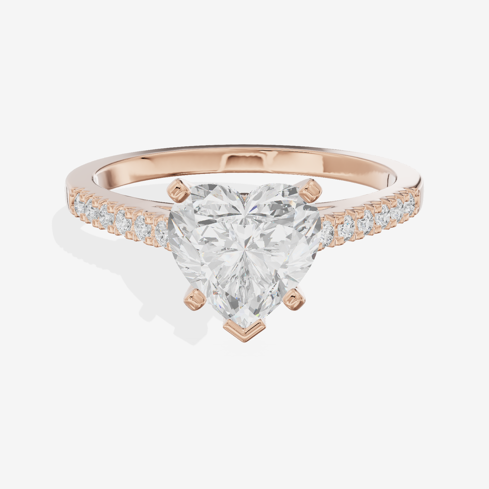 Sworn Vowsae Heart Engagement Ring with Side Stones (1/10 ct. tw.) in 18K Rose Gold