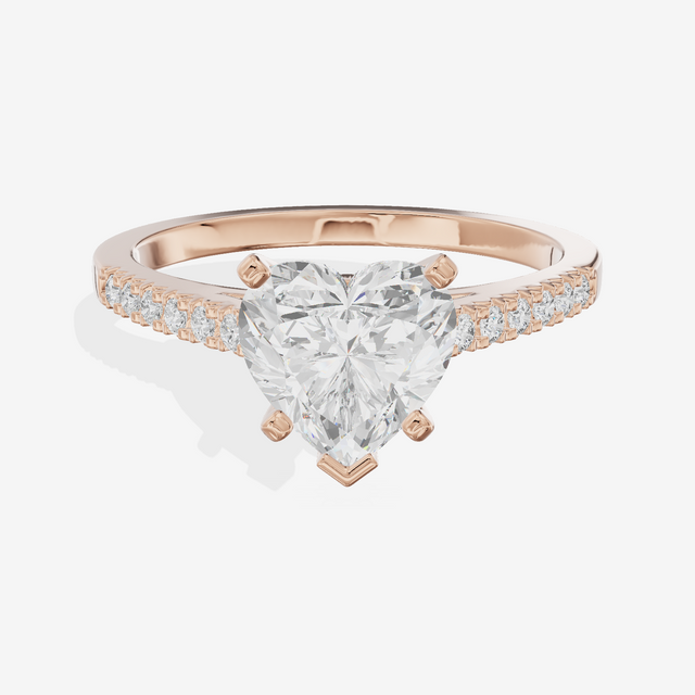 Sworn Vowsae Heart Engagement Ring with Side Stones (1/10 ct. tw.) in 18K Rose Gold