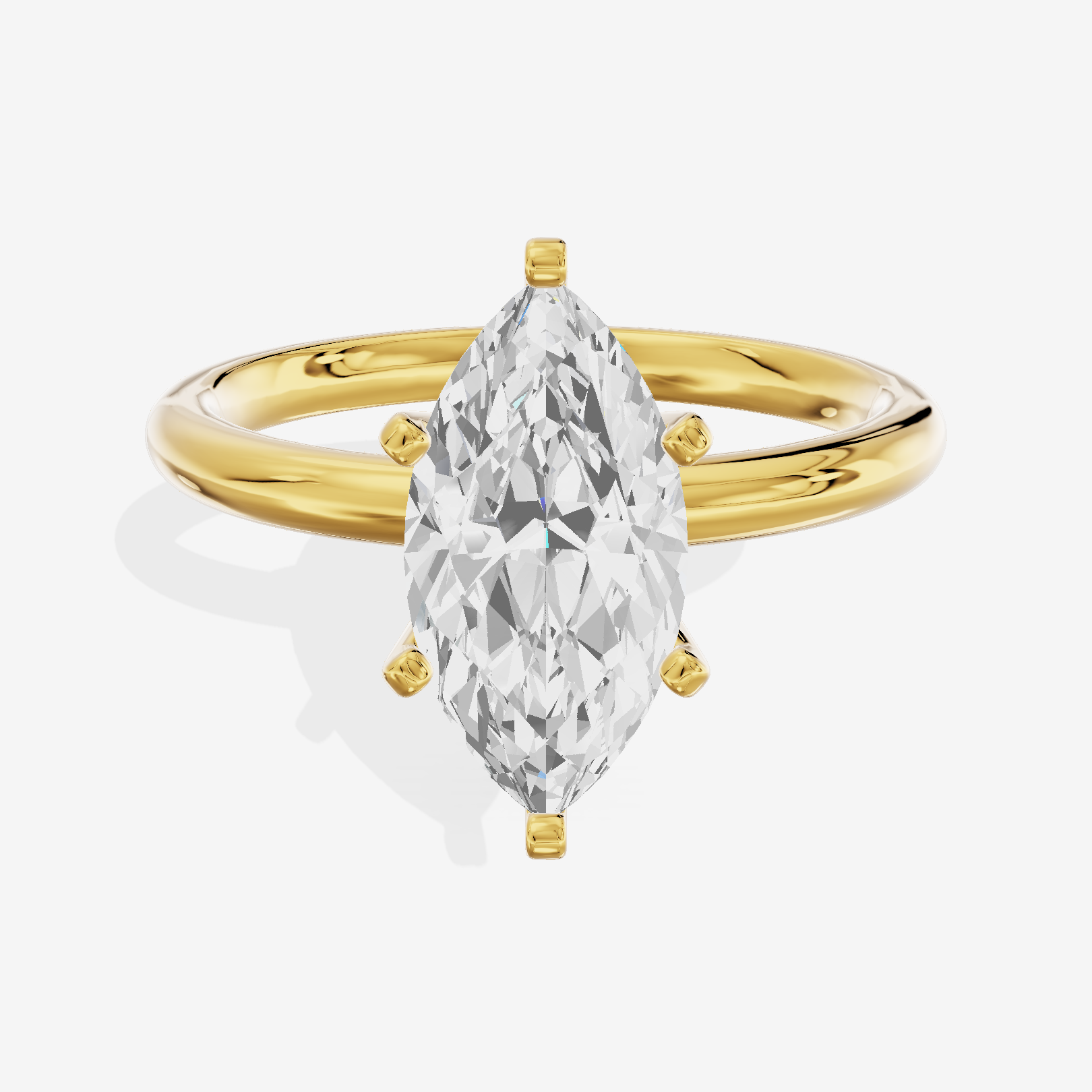 Classic Sincere 2mm Marquise Six-Prong Engagement Ring in 18K Yellow Gold