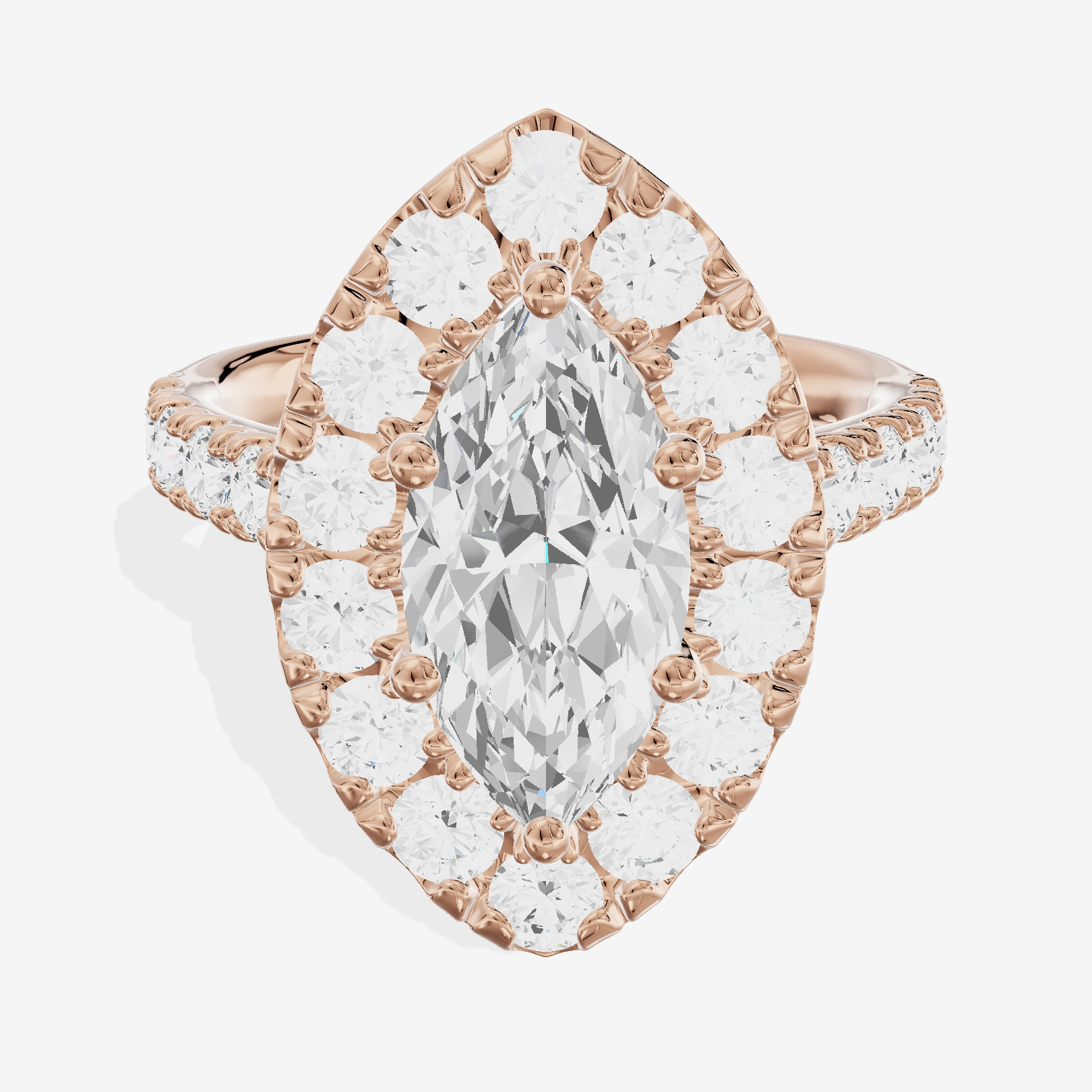 Liviana Halo Marquise Engagement Ring (1/4 ct. tw.) in 14K Rose Gold