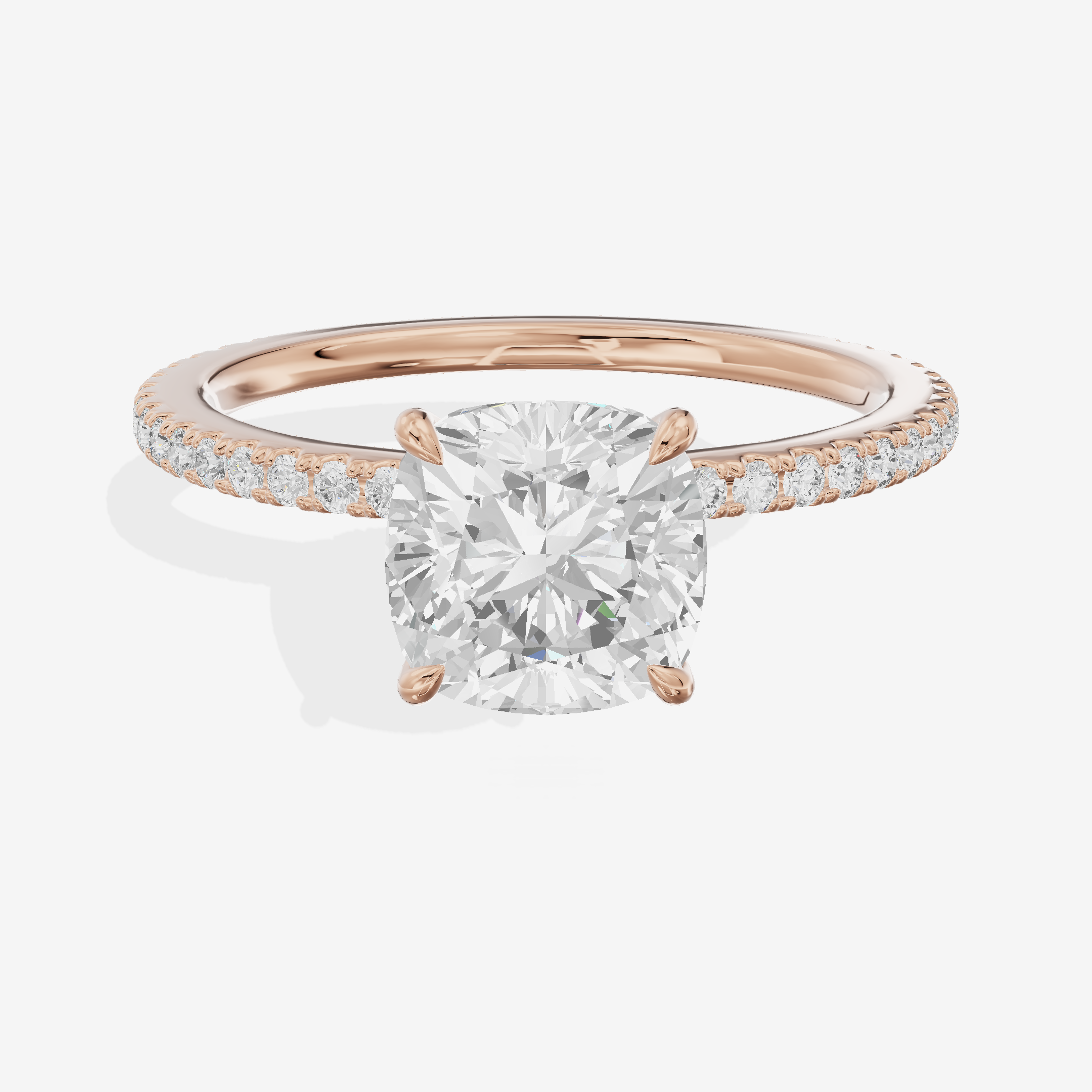 Petite Cherubine Cushion Engagement Ring with Side Stones (1/3 ct. tw.) in 18K Rose Gold