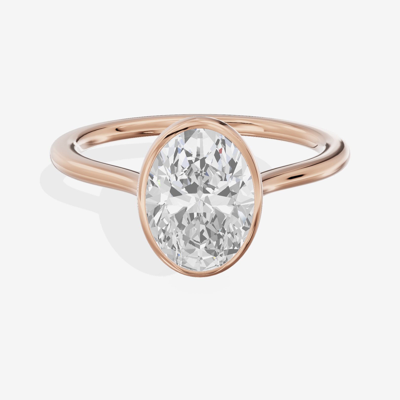 Petite Vowsae 1.5mm Oval Bezel Engagement Ring in 14K Rose Gold
