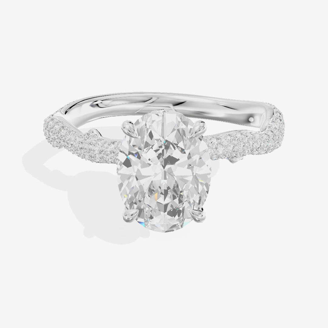 Twine Vine Vine Oval Engagement Ring with Side Stones (3/5 ct. tw.) in 18K White Gold