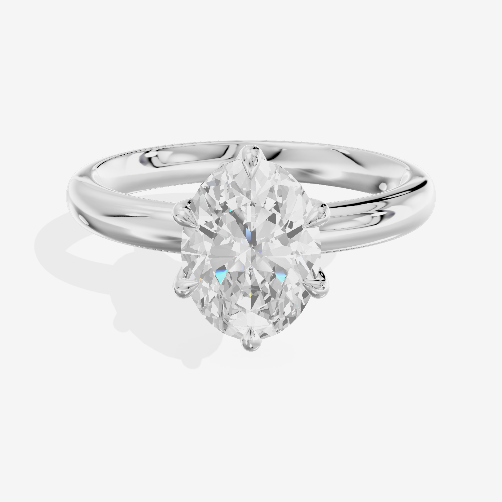 Vowsae 2.5mm Oval Six-Prong Engagement Ring in 18K White Gold