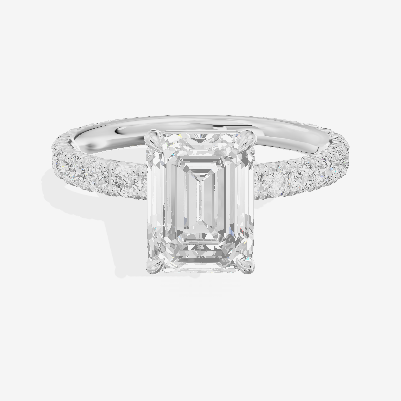 Twined Promezza Emerald Engagement Ring with Side Stones (1/2 ct. tw.) in 18K White Gold