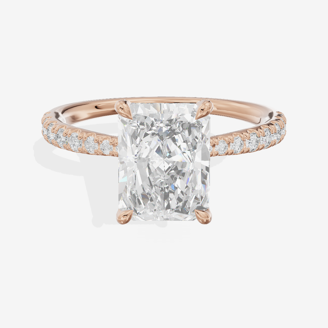 Lumera Radiant Engagement Ring with Side Stones (1/3 ct. tw.) in 18K Rose Gold