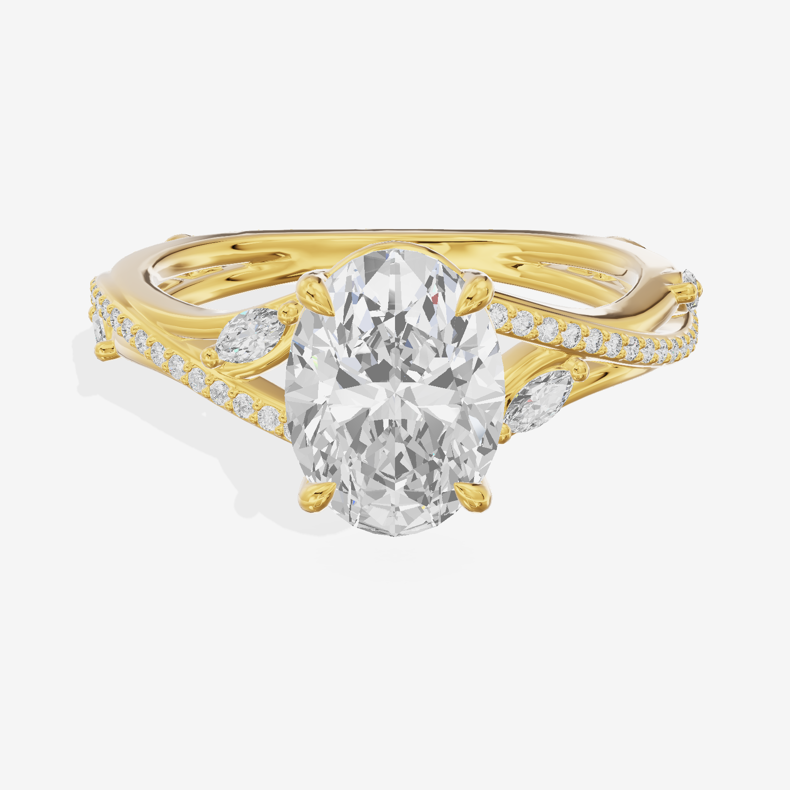 Twined Adorae Oval Twisted Engagement Ring (1/4 ct. tw.) in 18K Yellow Gold