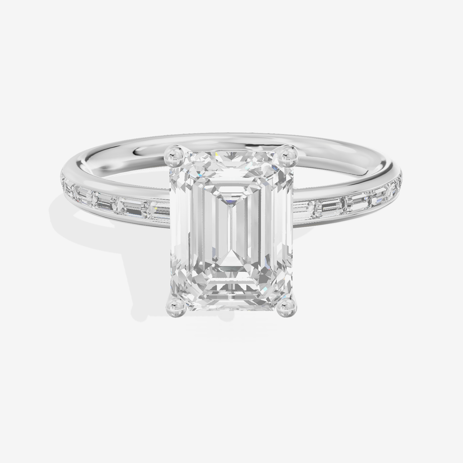 Tender Sincere Emerald Engagement Ring with Side Stones (1/6 ct. tw.) in Platinum