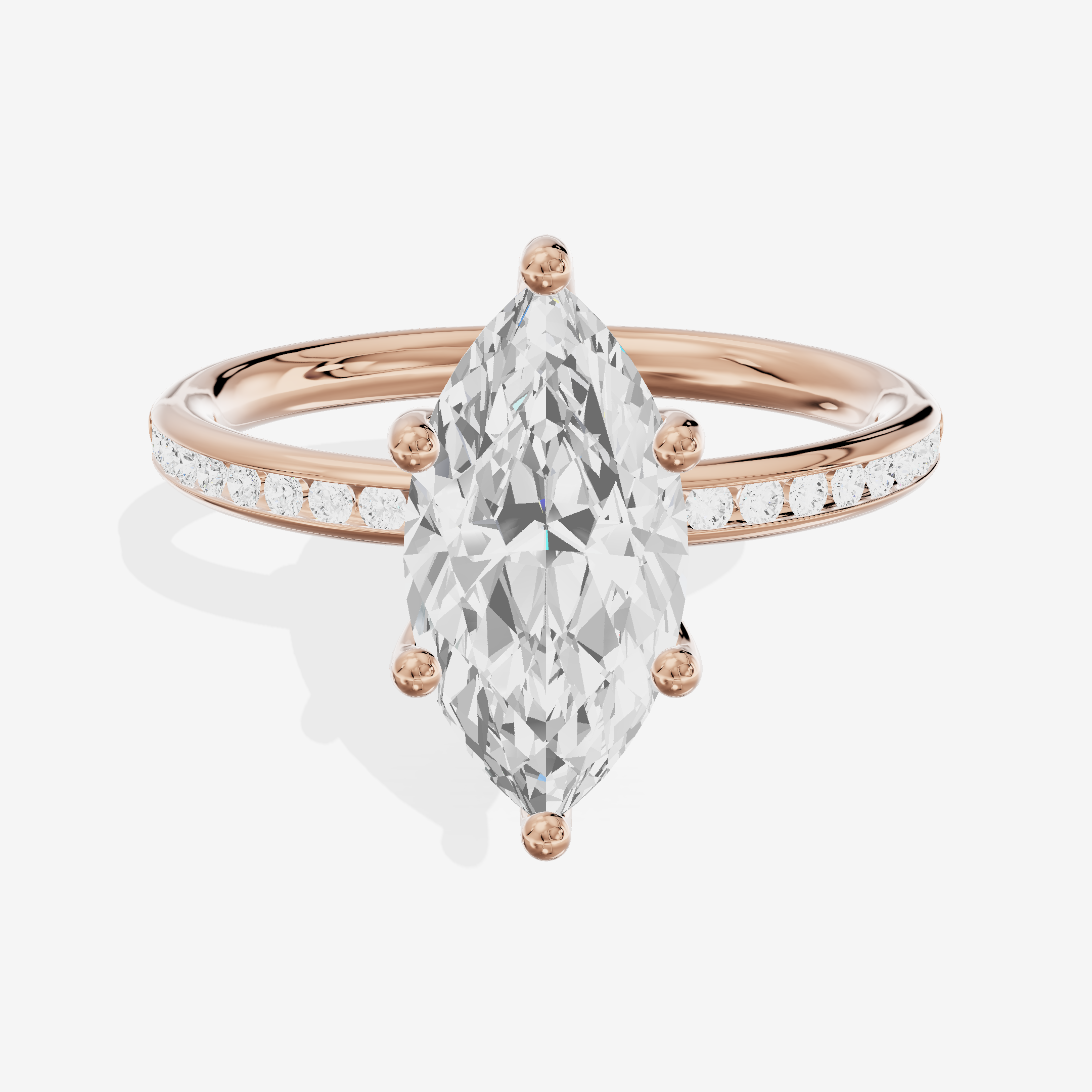 Classic Trellise Marquise Engagement Ring with Side Stones (1/8 ct. tw.) in 18K Rose Gold