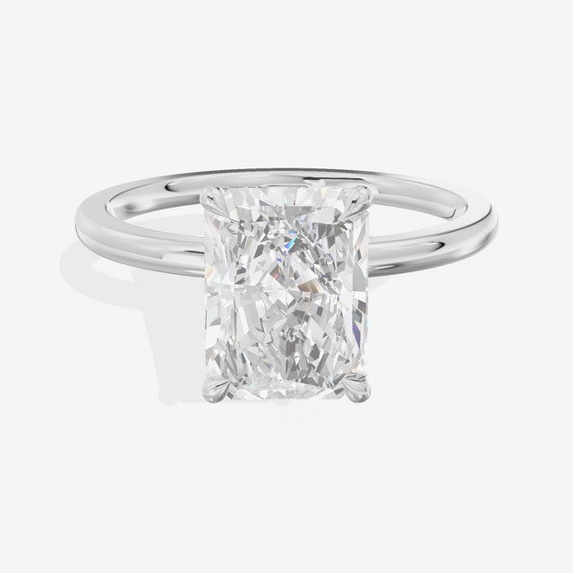 Whispered Vowsae Radiant Engagement Ring with Side Stones (1/15 ct. tw.) in 14K White Gold