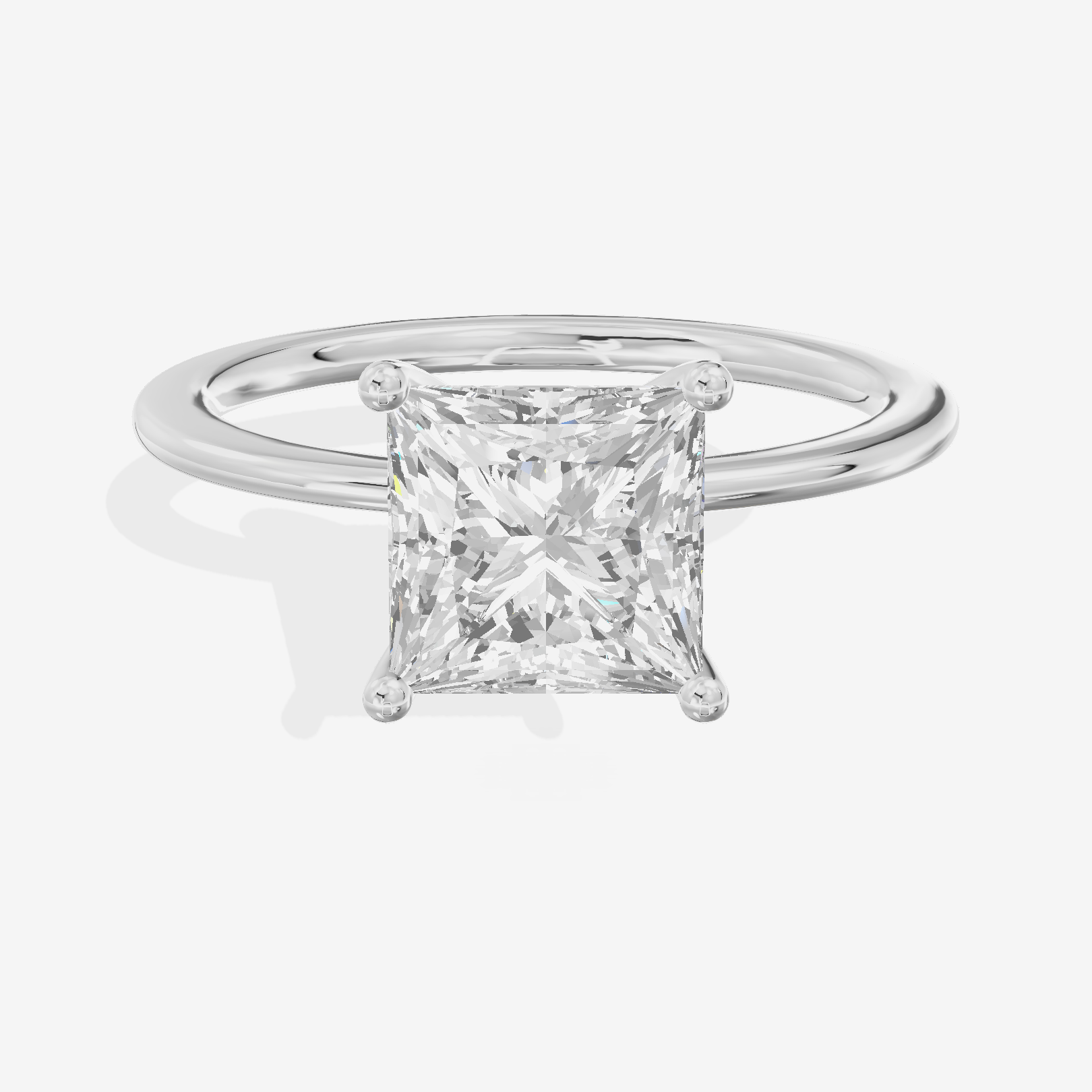 Whispered Promezza 1.4mm Princess Solitaire Engagement Ring in 18K White Gold