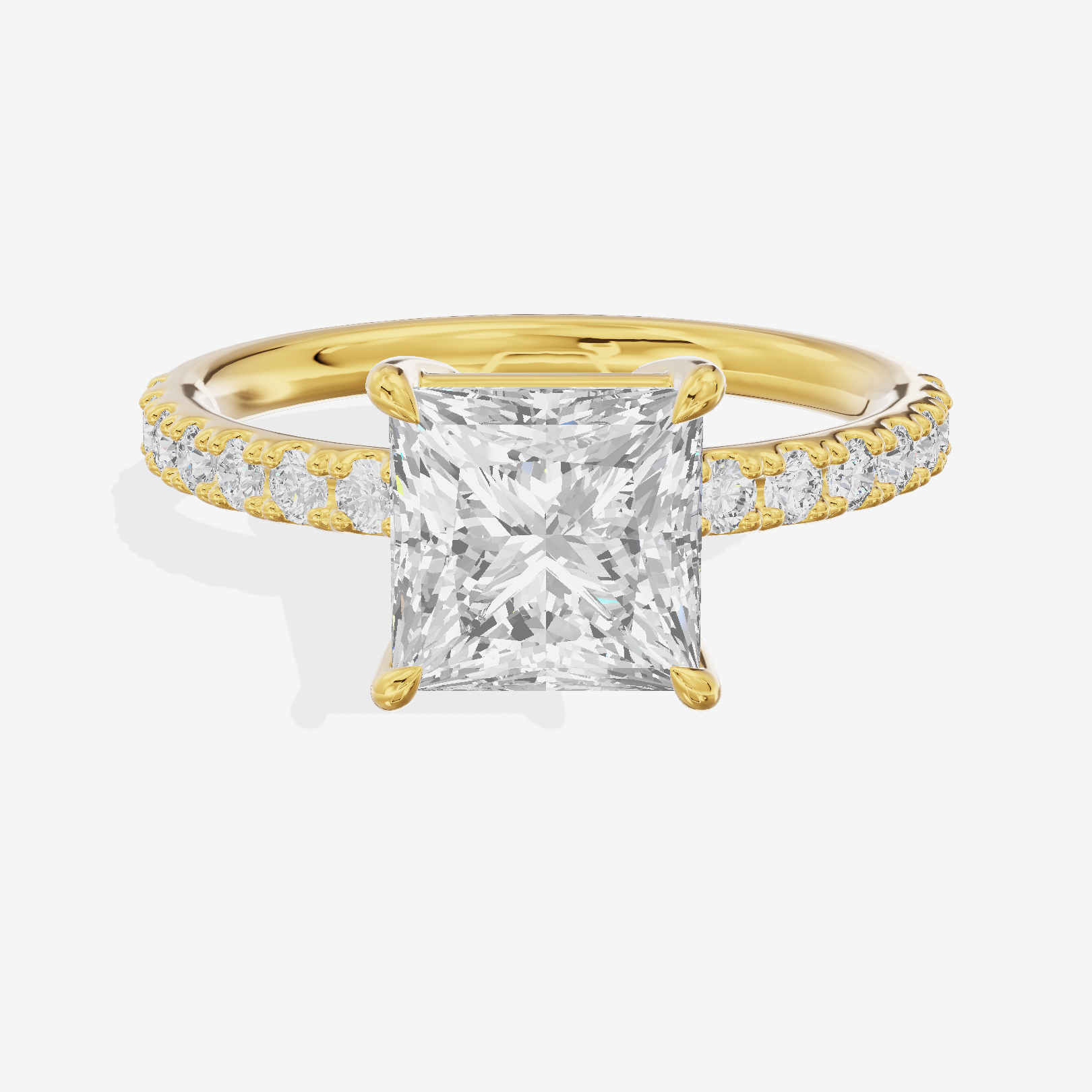 Vintage Selenia Princess Engagement Ring with Side Stones (1/4 ct. tw.) in 18K Yellow Gold