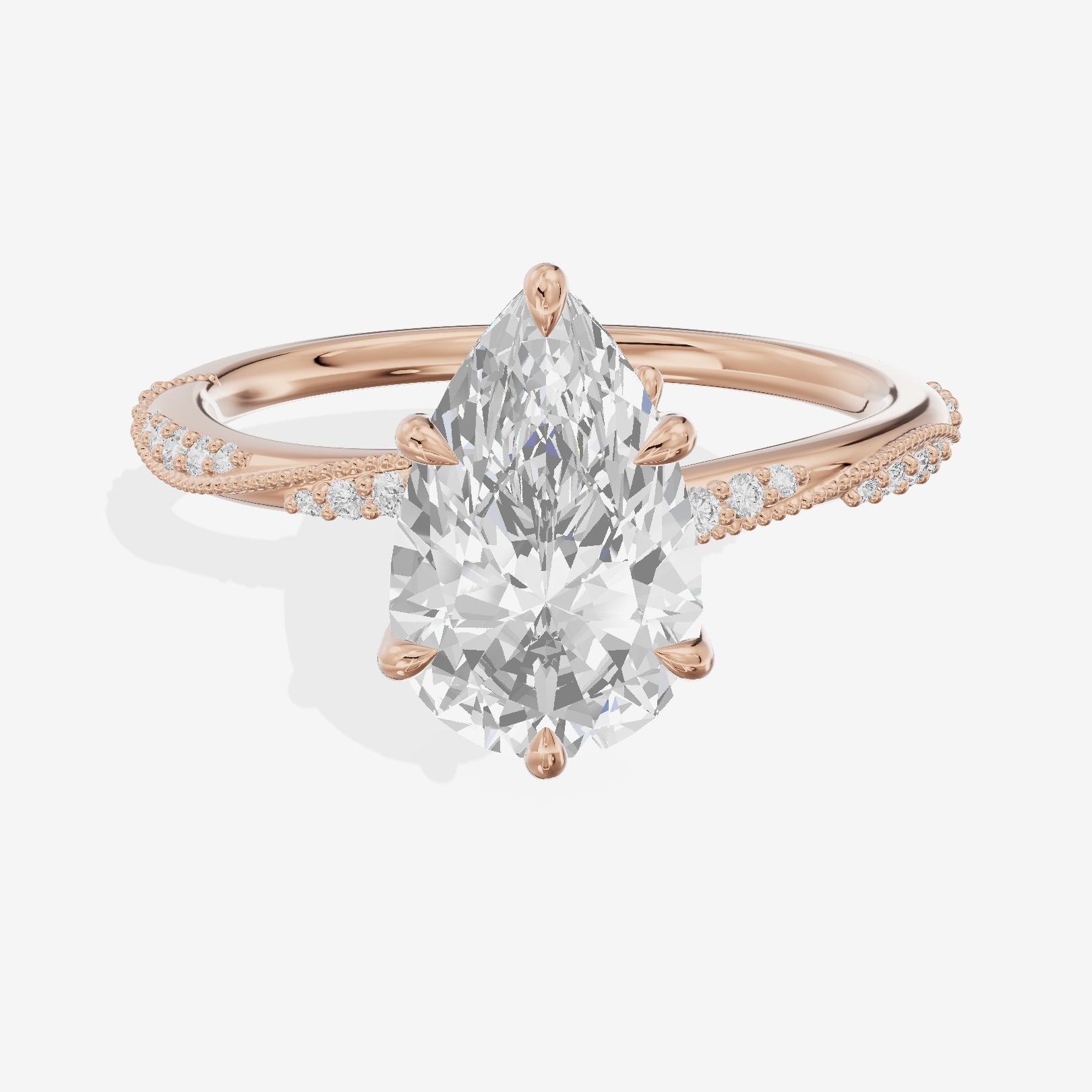 Vintage Halcyon Pear Engagement Ring with Side Stones (1/8 ct. tw.) in 18K Rose Gold
