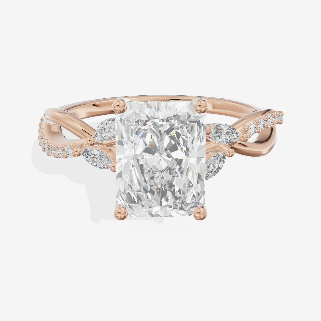 Petite Twine Radiant Twisted Engagement Ring (1/5 ct. tw.) in 14K Rose Gold