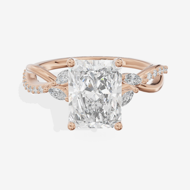 Petite Twine Radiant Twisted Engagement Ring (1/5 ct. tw.) in 14K Rose Gold