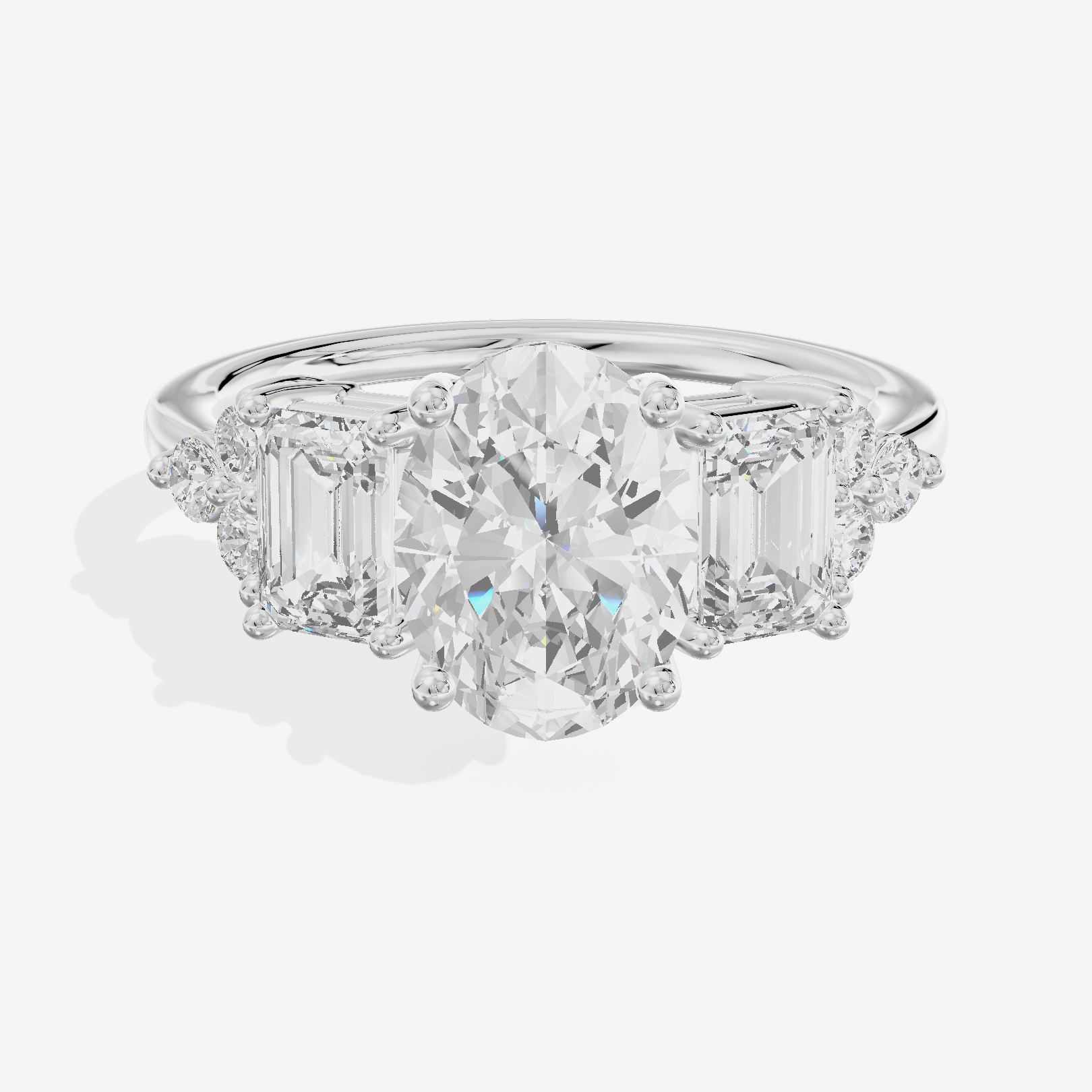Grand Halcyon Oval Engagement Ring with Side Stones (3/4 ct. tw.) in Platinum