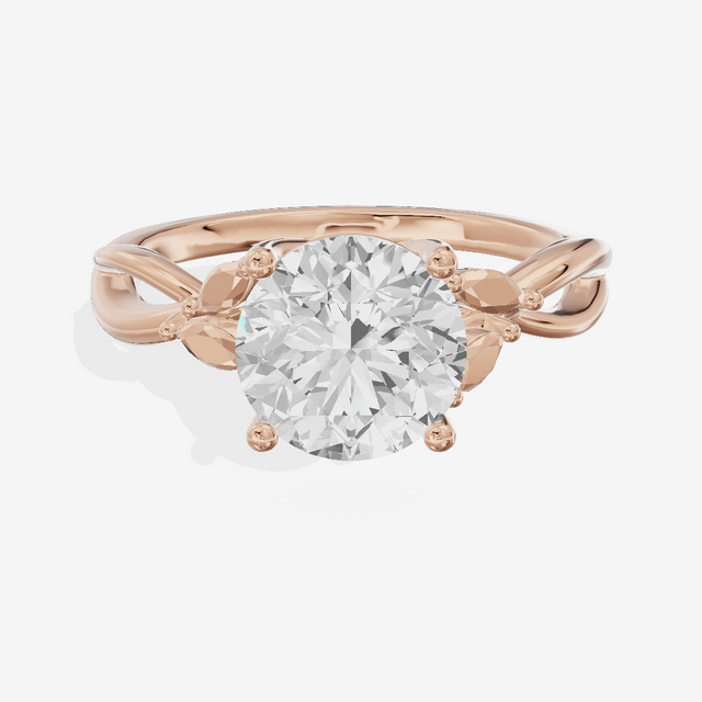 Modern Sincere Round Engagement Ring with Side Stones in 18K Rose Gold