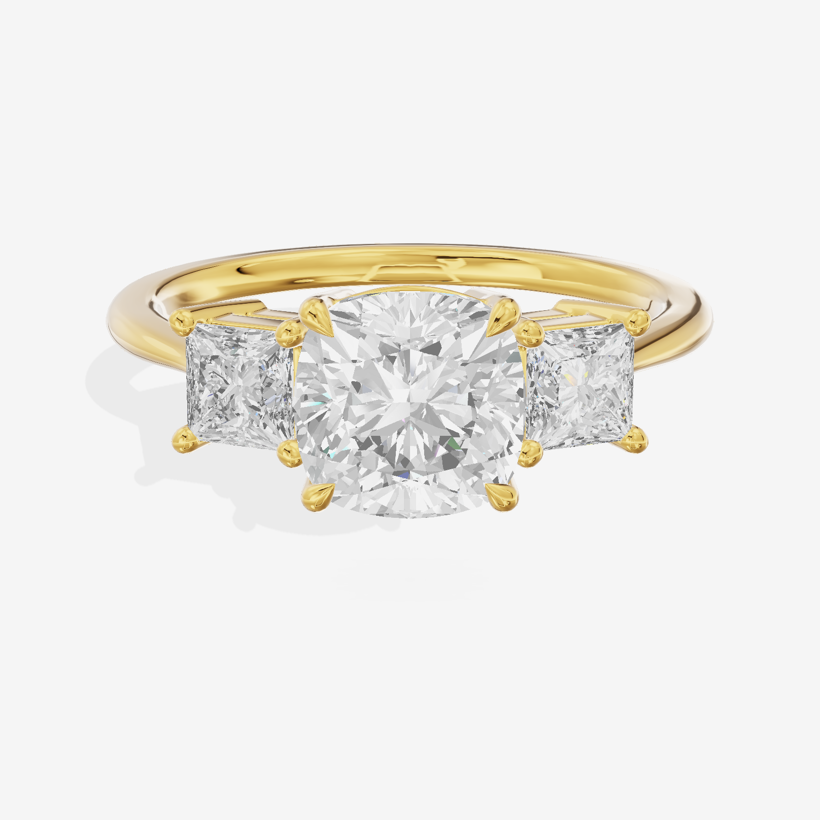 Royal Coeurine Three Stone Cushion Engagement Ring (1/2 ct. tw.) in 18K Yellow Gold