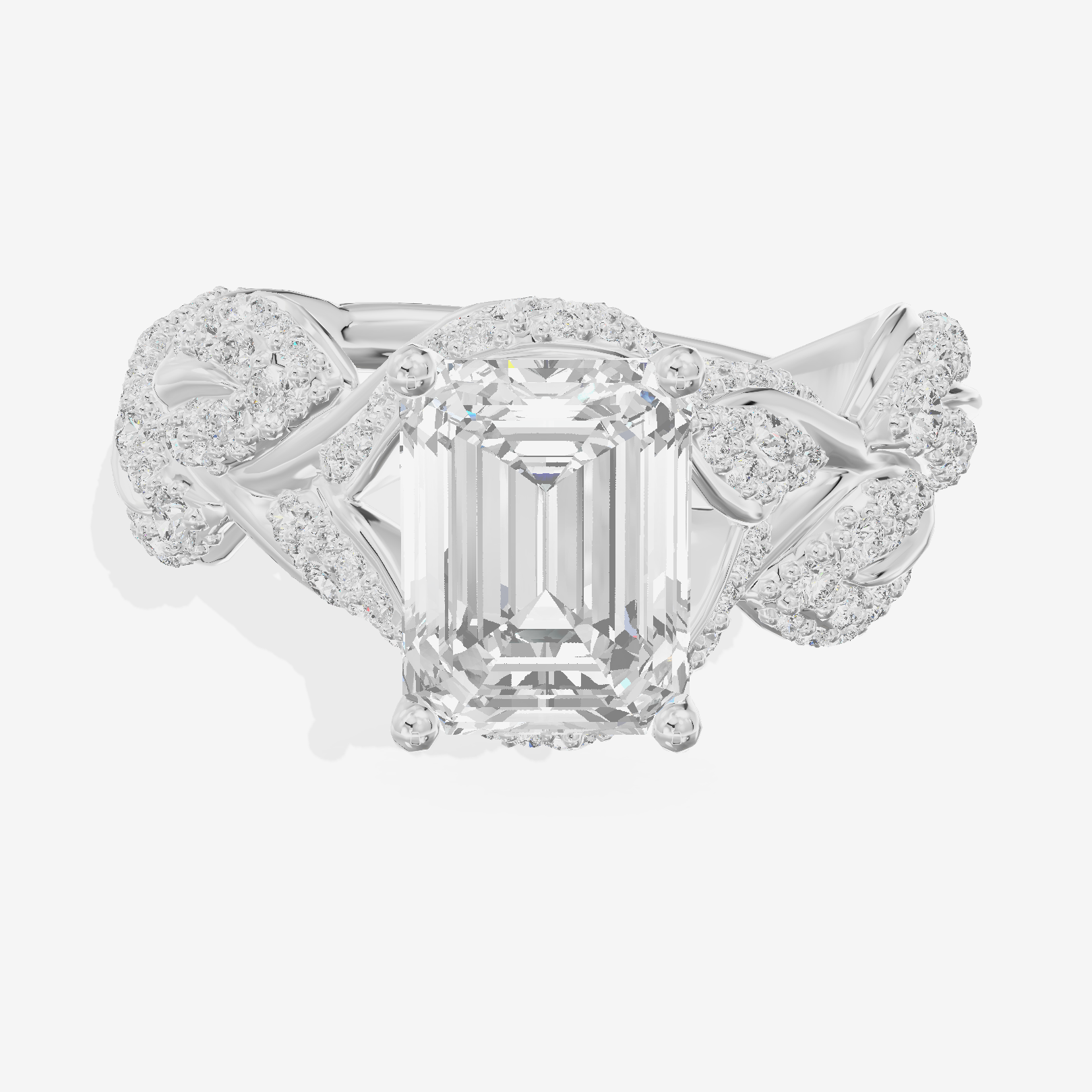Luxe Eversince Emerald Engagement Ring with Side Stones (1/2 ct. tw.) in 14K White Gold