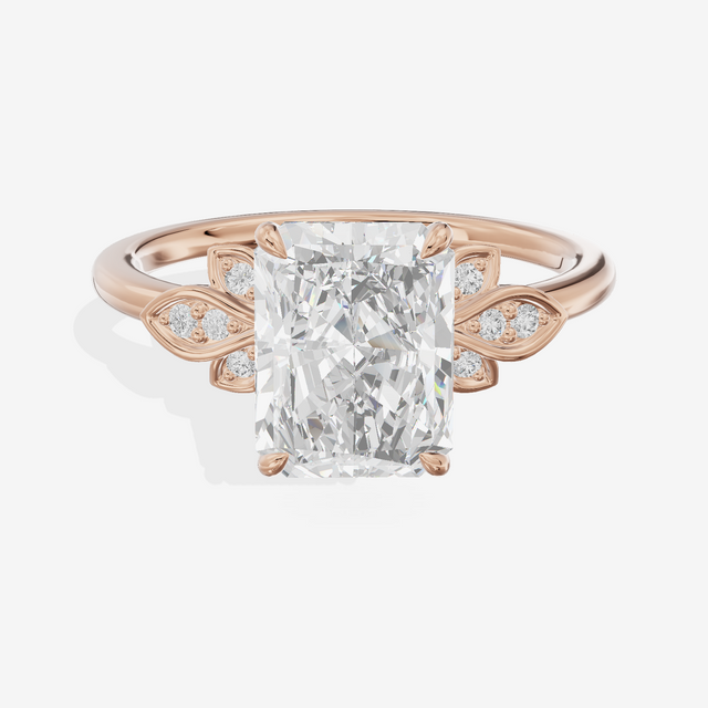 Trellise Radiant Engagement Ring with Side Stones (1/20 ct. tw.) in 14K Rose Gold