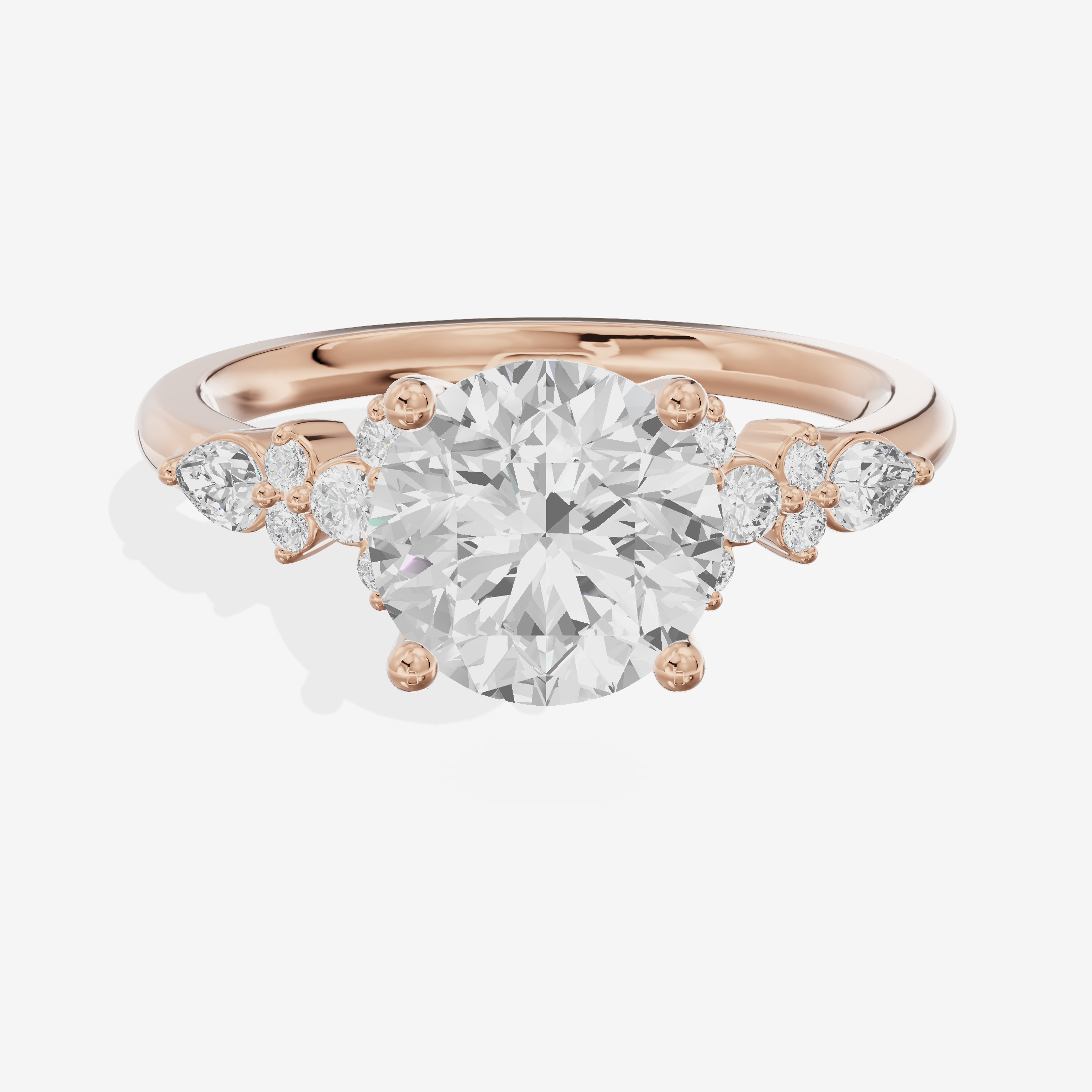 Luxe Sincere Round Engagement Ring with Side Stones (1/10 ct. tw.) in 18K Rose Gold