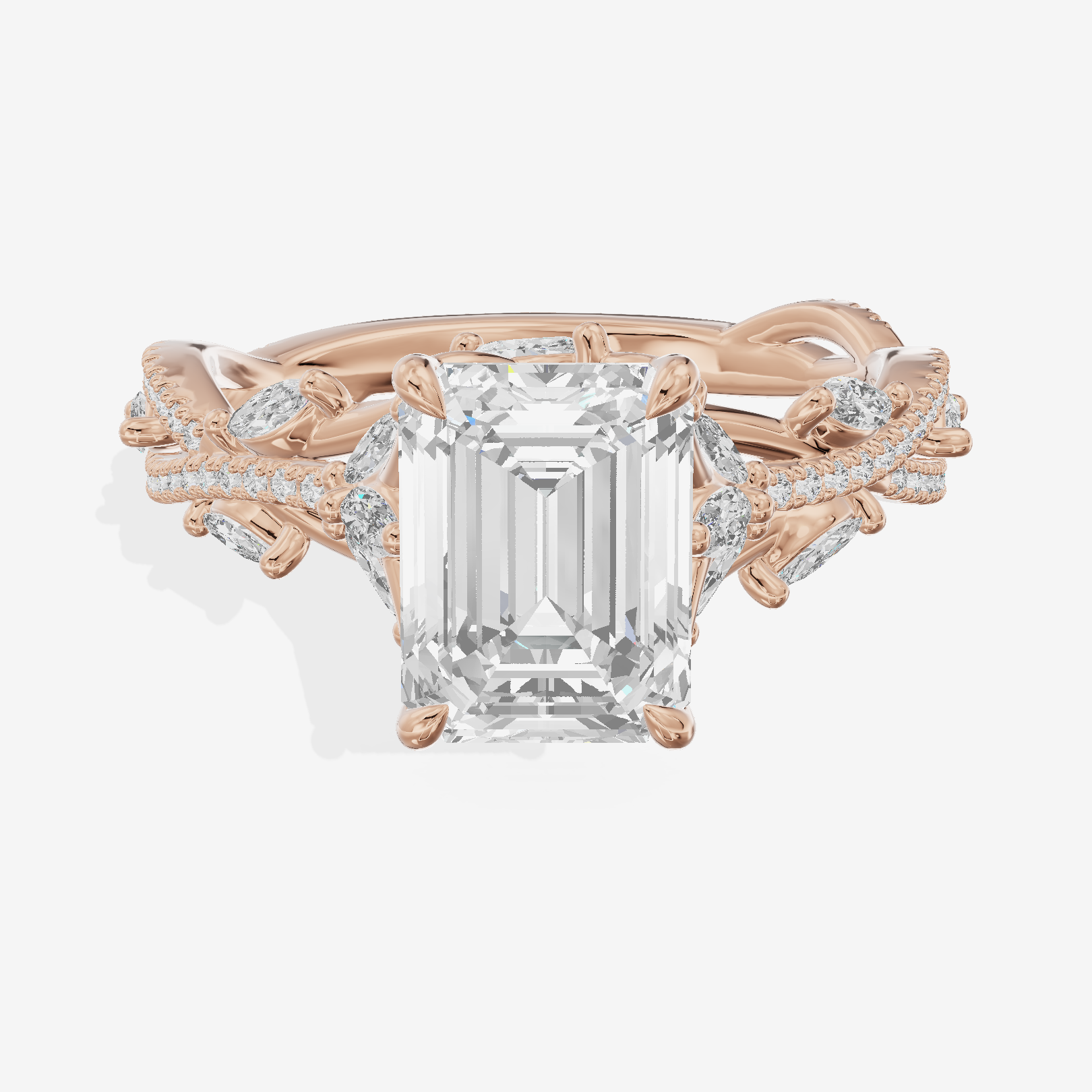 Grand Twine Emerald Twisted Engagement Ring (3/4 ct. tw.) in 18K Rose Gold