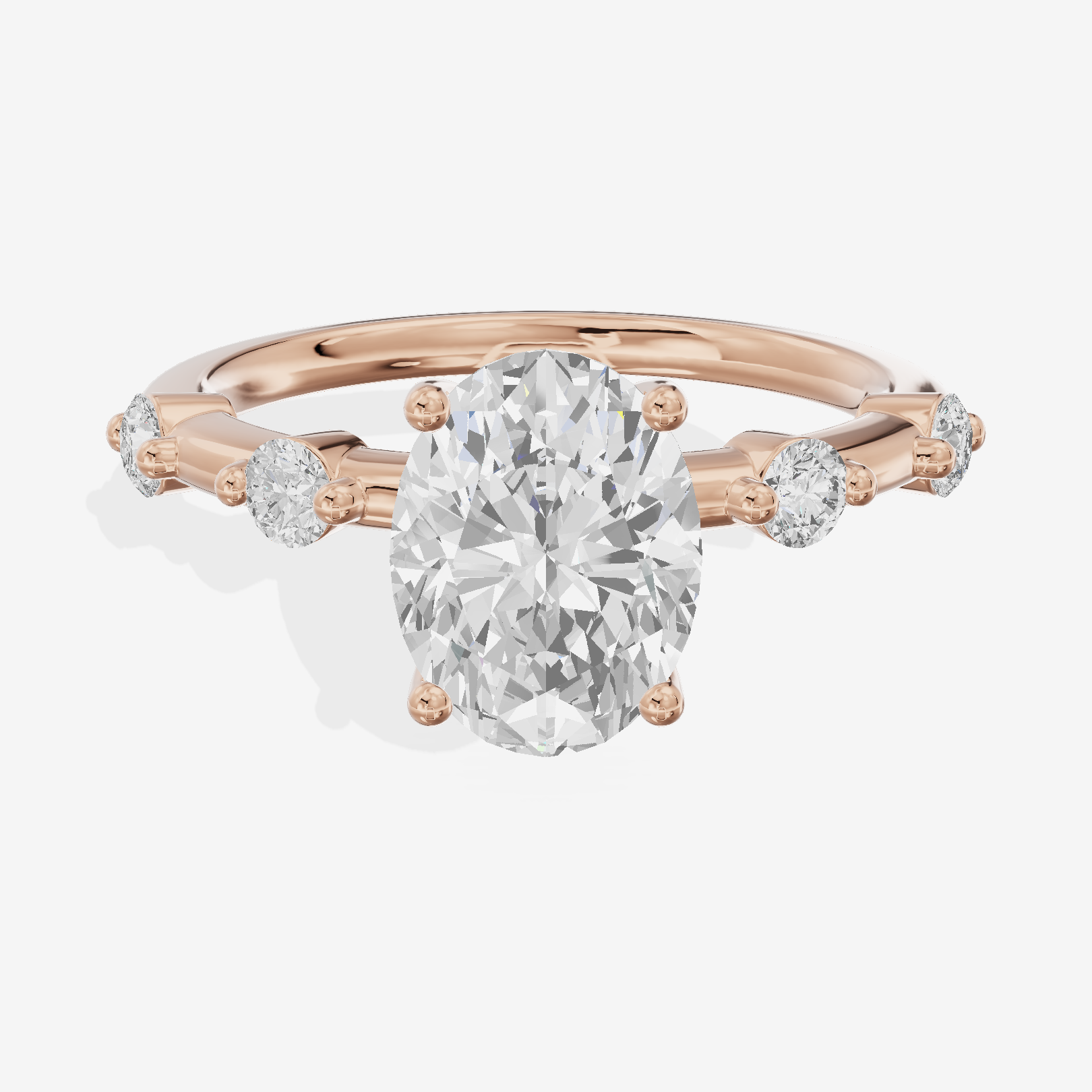 Petite Heartline Oval Engagement Ring with Side Stones (1/5 ct. tw.) in 14K Rose Gold