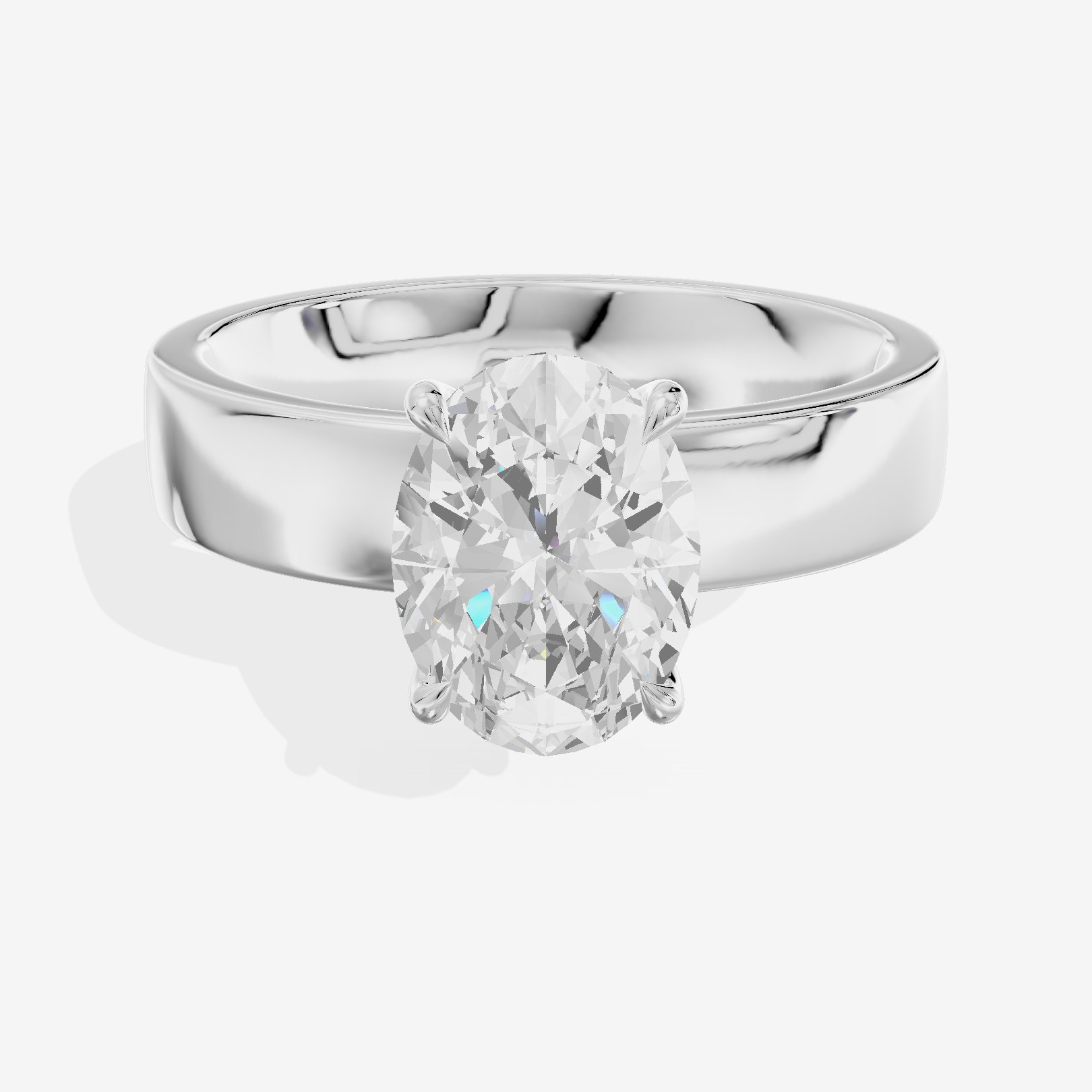 Hallowed Coeurine 4mm Oval Solitaire Engagement Ring in 18K White Gold
