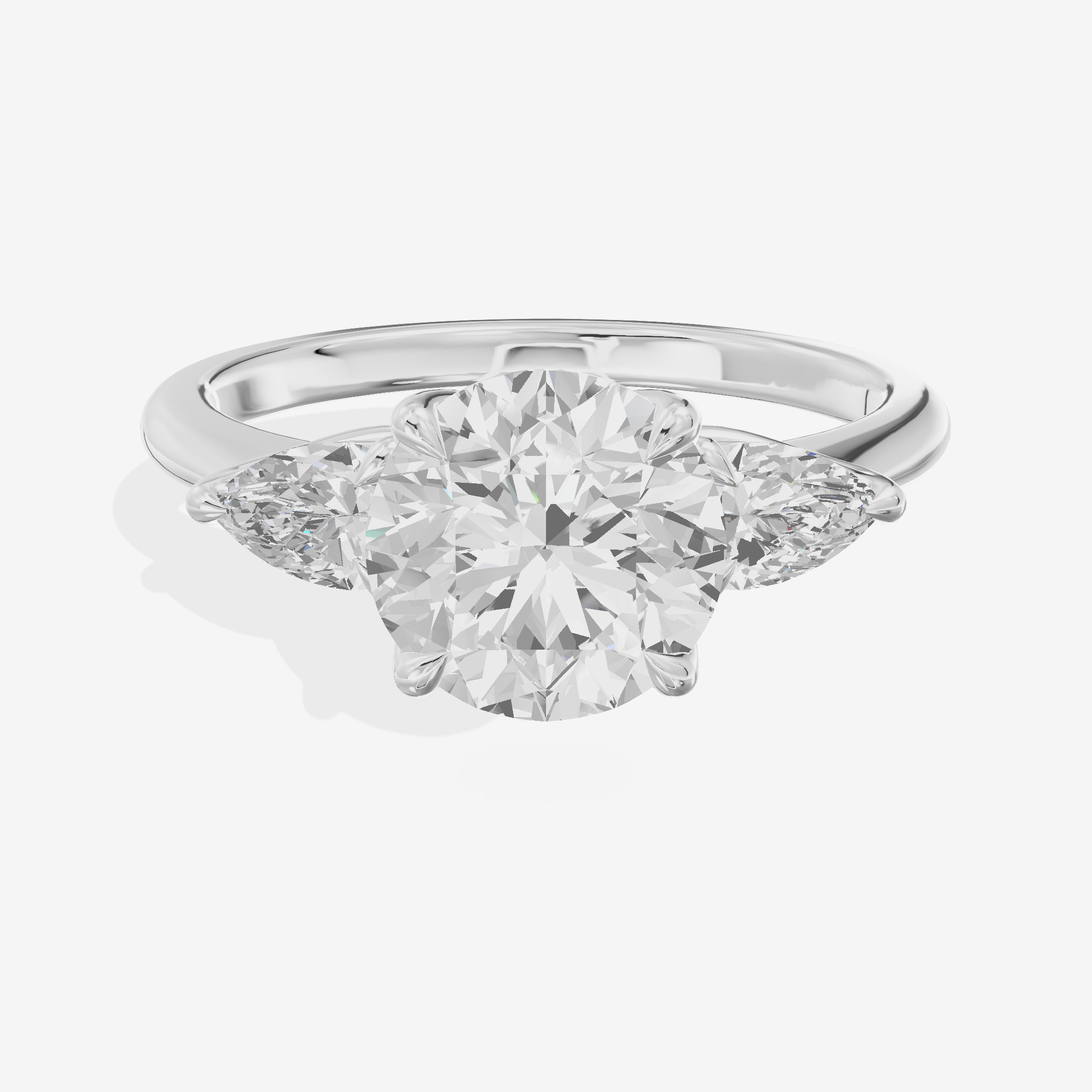 Modern Triade Round Three Stone Engagement Ring (1/2 ct. tw.) in 18K White Gold