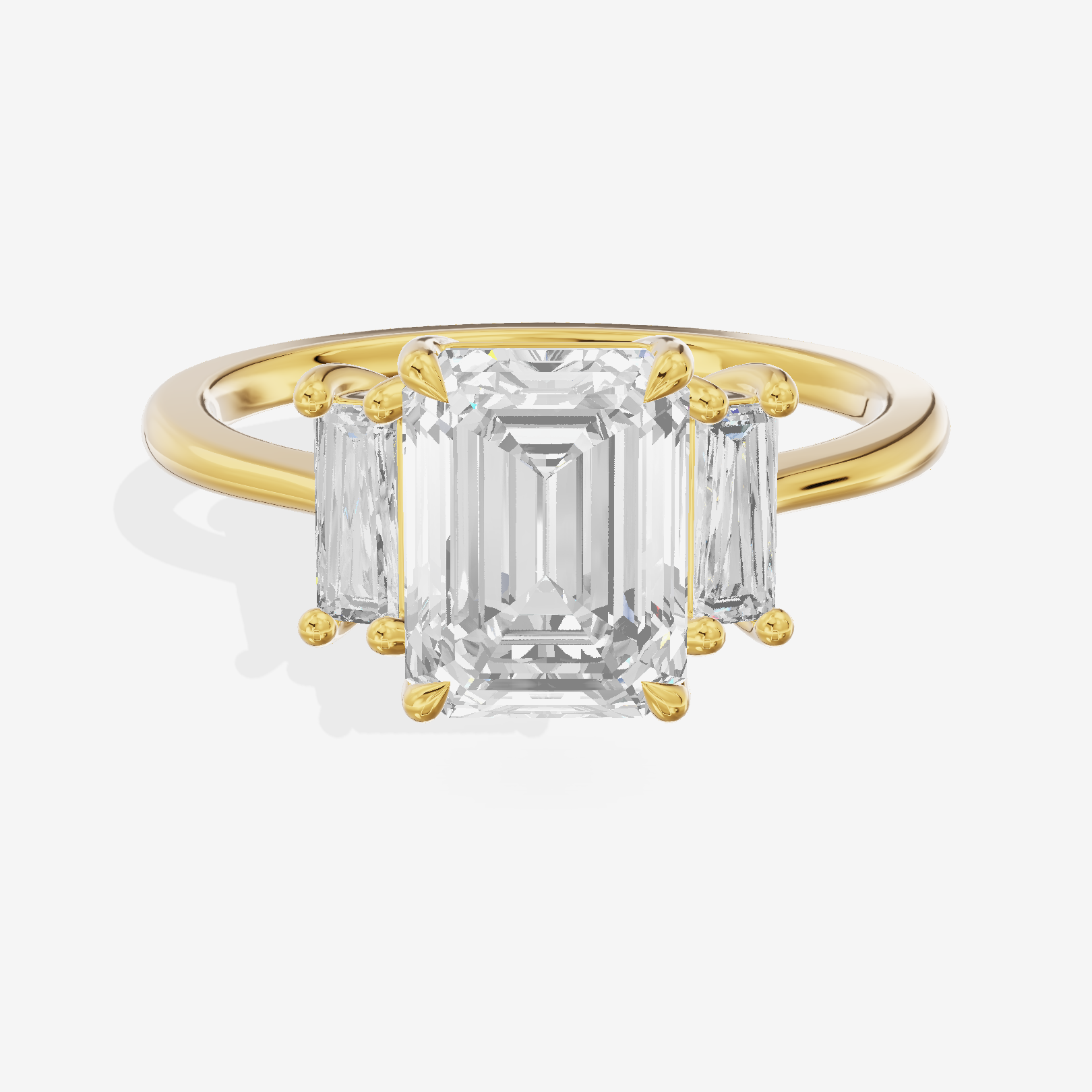 Eversince Three Stone Emerald Engagement Ring (1/4 ct. tw.) in 18K Yellow Gold