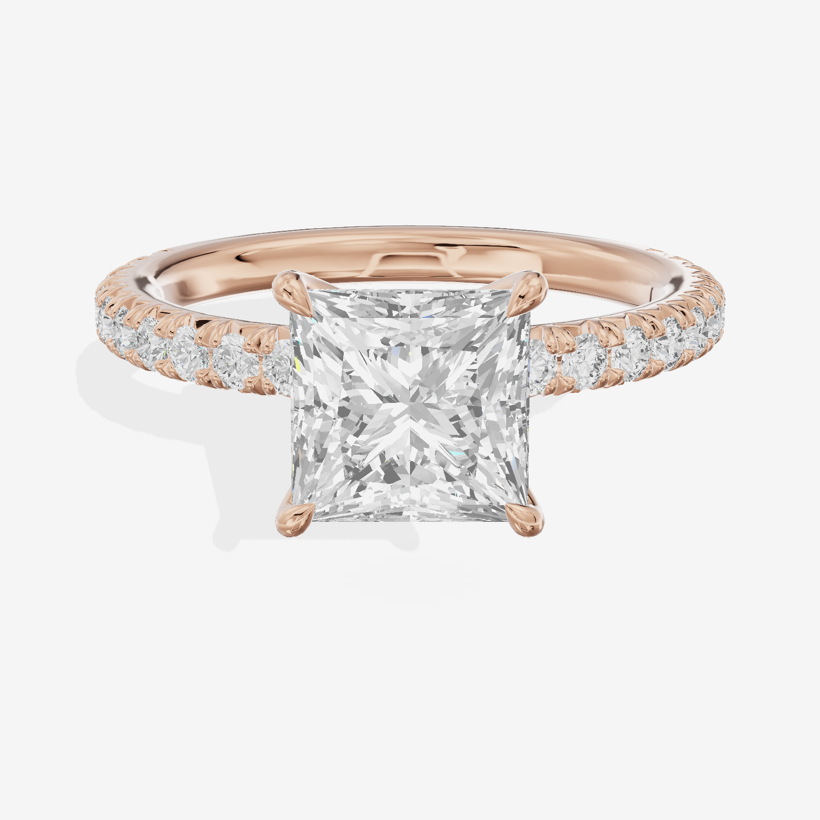 Twined Maia Princess Engagement Ring with Side Stones (1/2 ct. tw.) in 18K Rose Gold