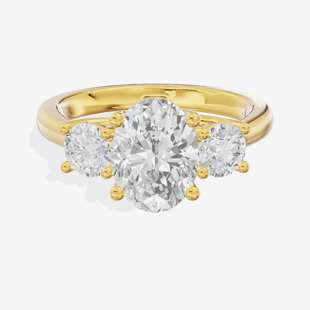 Petite Selenia Three Stone Oval Engagement Ring (1/3 ct. tw.) in 14K Yellow Gold